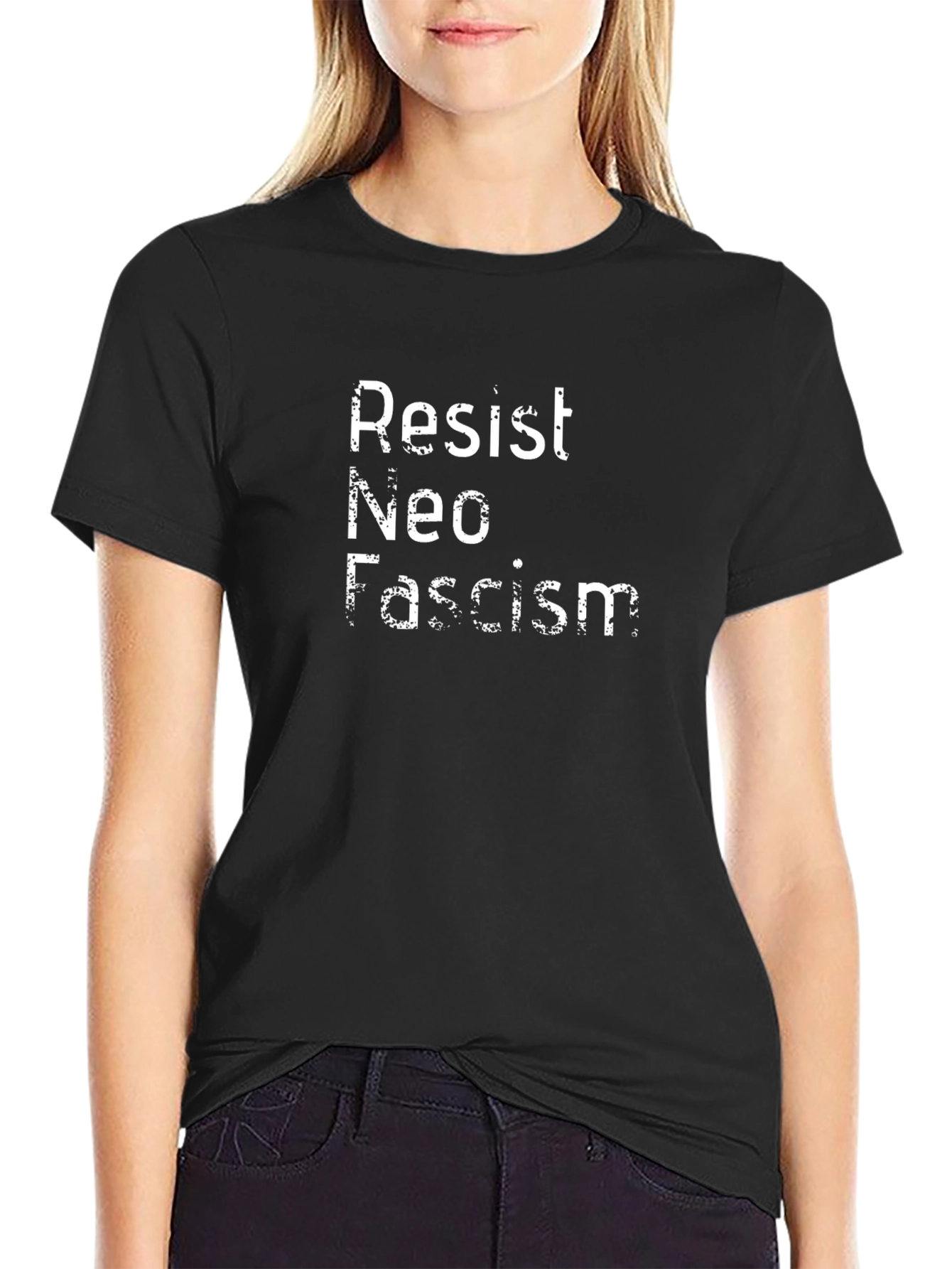 Resist Neo Fascism Black Graphic T-Shirt