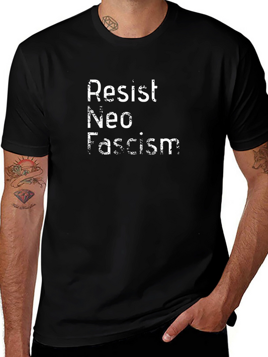 Resist Neo Fascism Black Graphic T-Shirt
