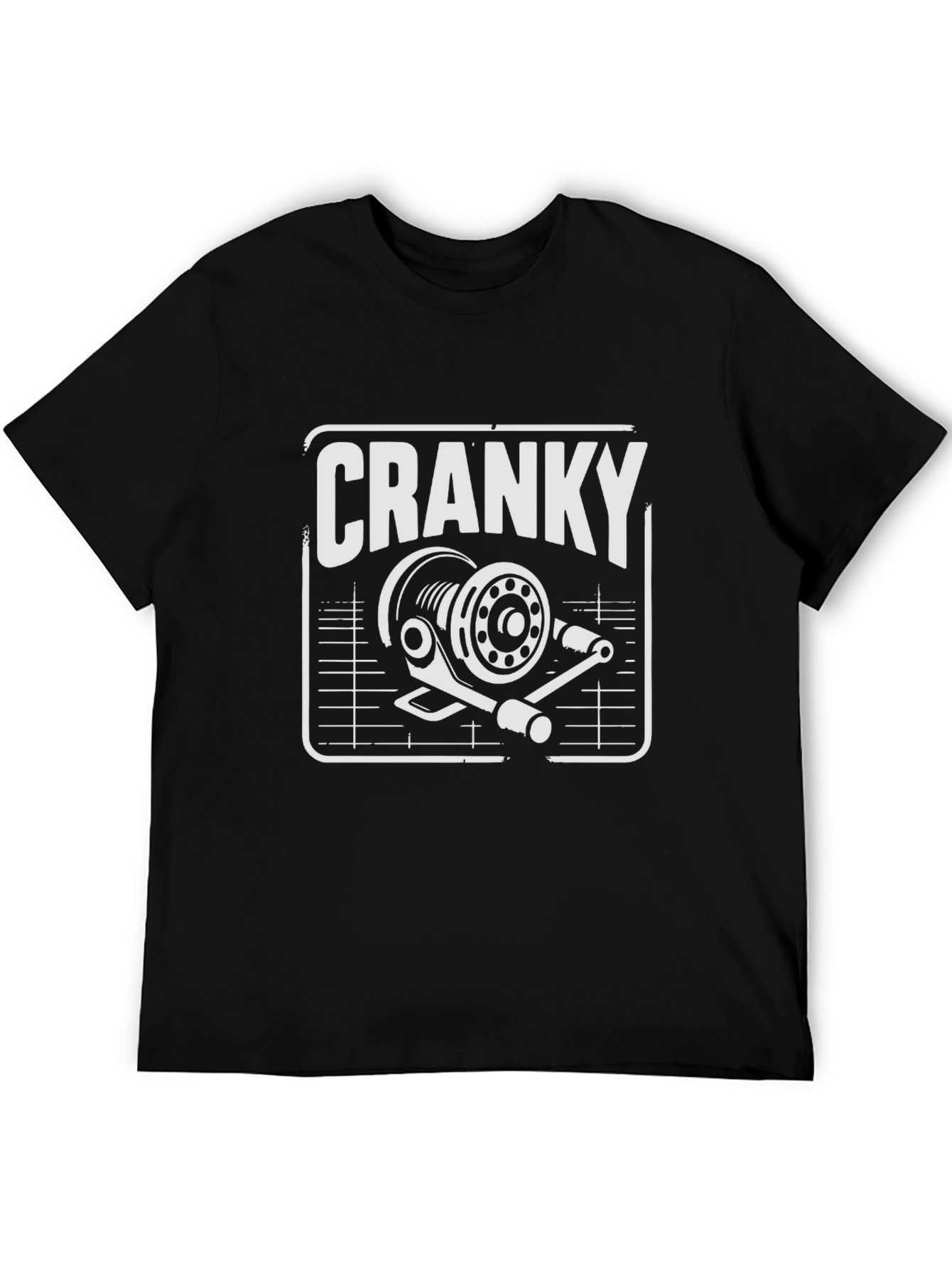 Cranky Fishing Reel Graphic Tee - Black Cotton Shirt