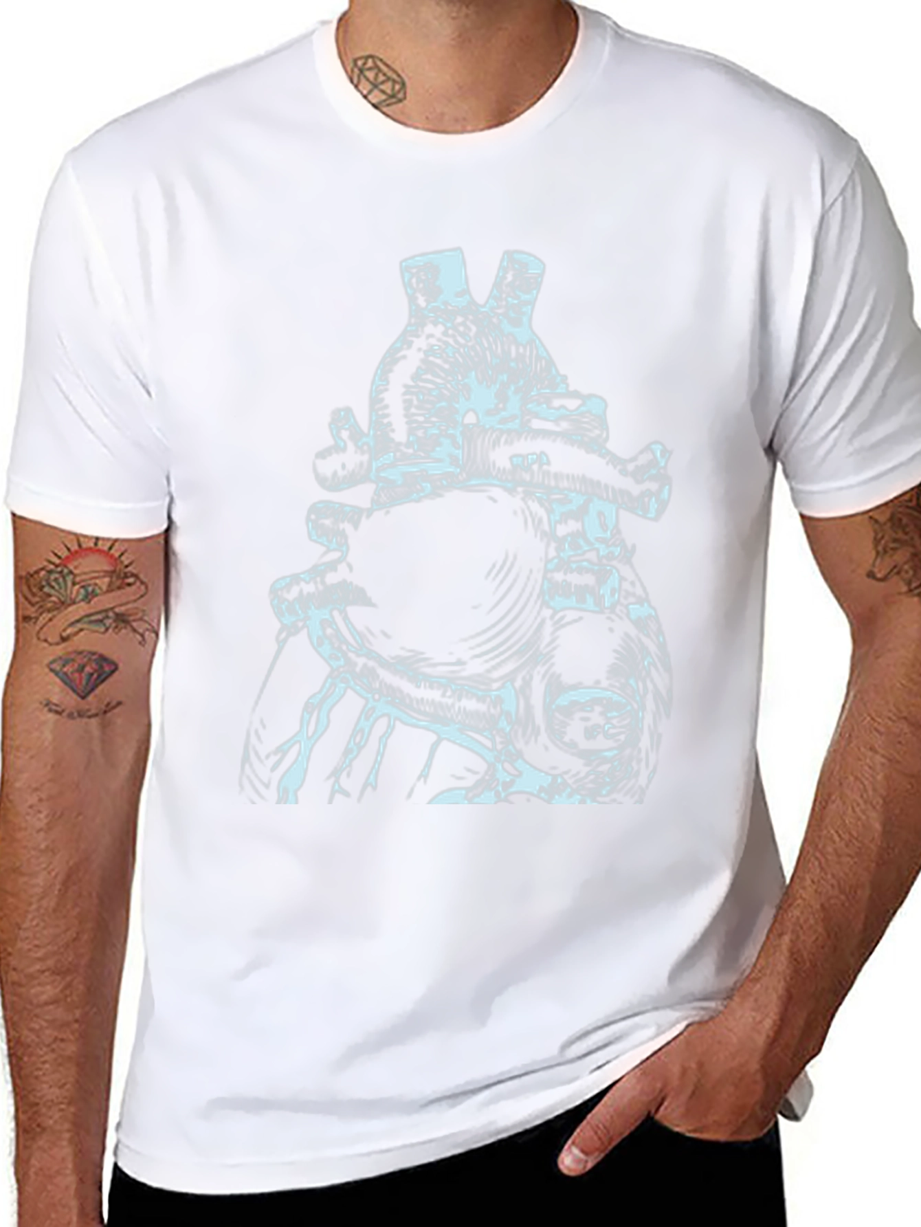Anatomical Heart Print Black T-Shirt