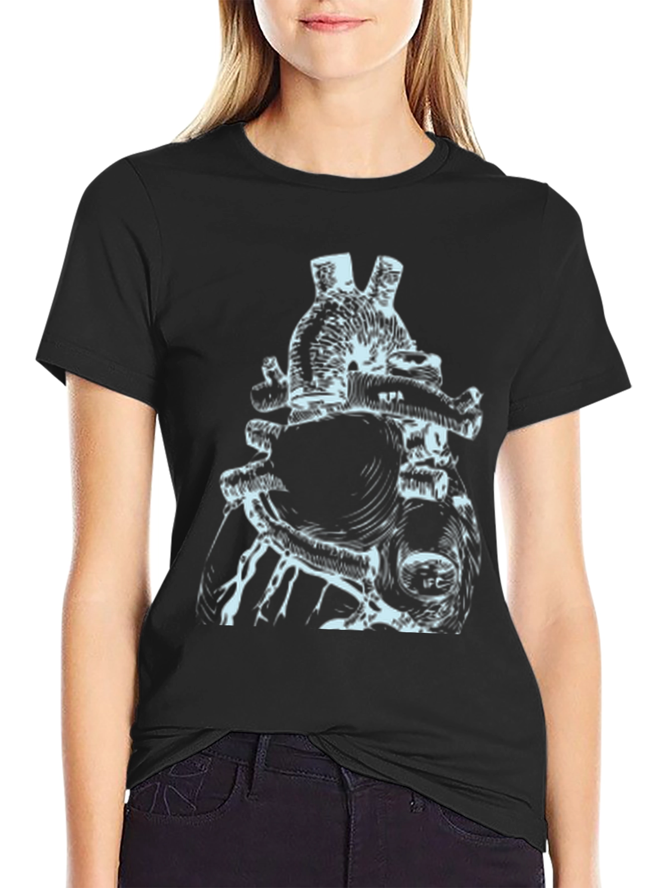 Anatomical Heart Print Black T-Shirt