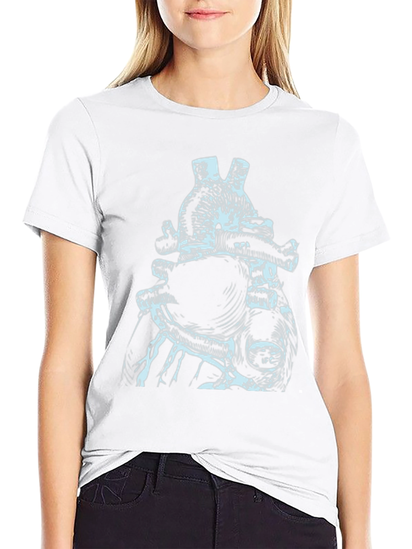 Anatomical Heart Print Black T-Shirt