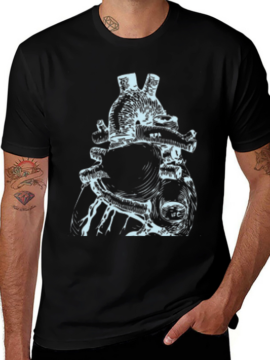 Anatomical Heart Print Black T-Shirt