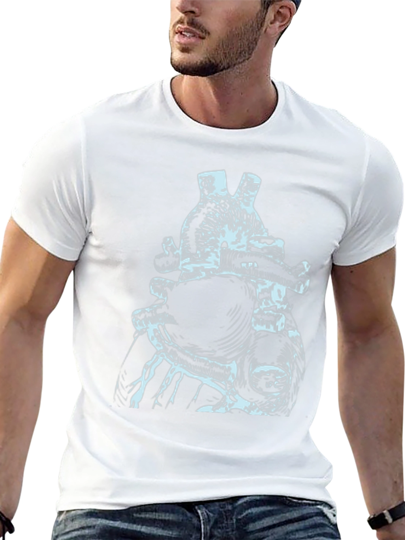 Anatomical Heart Print Black T-Shirt