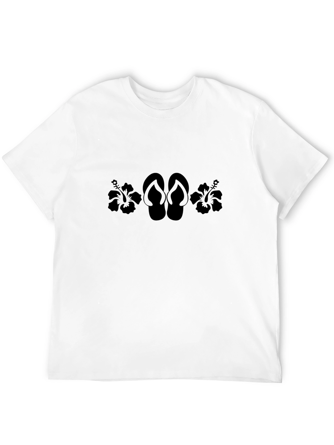Black Hibiscus & Flip Flop T-Shirt