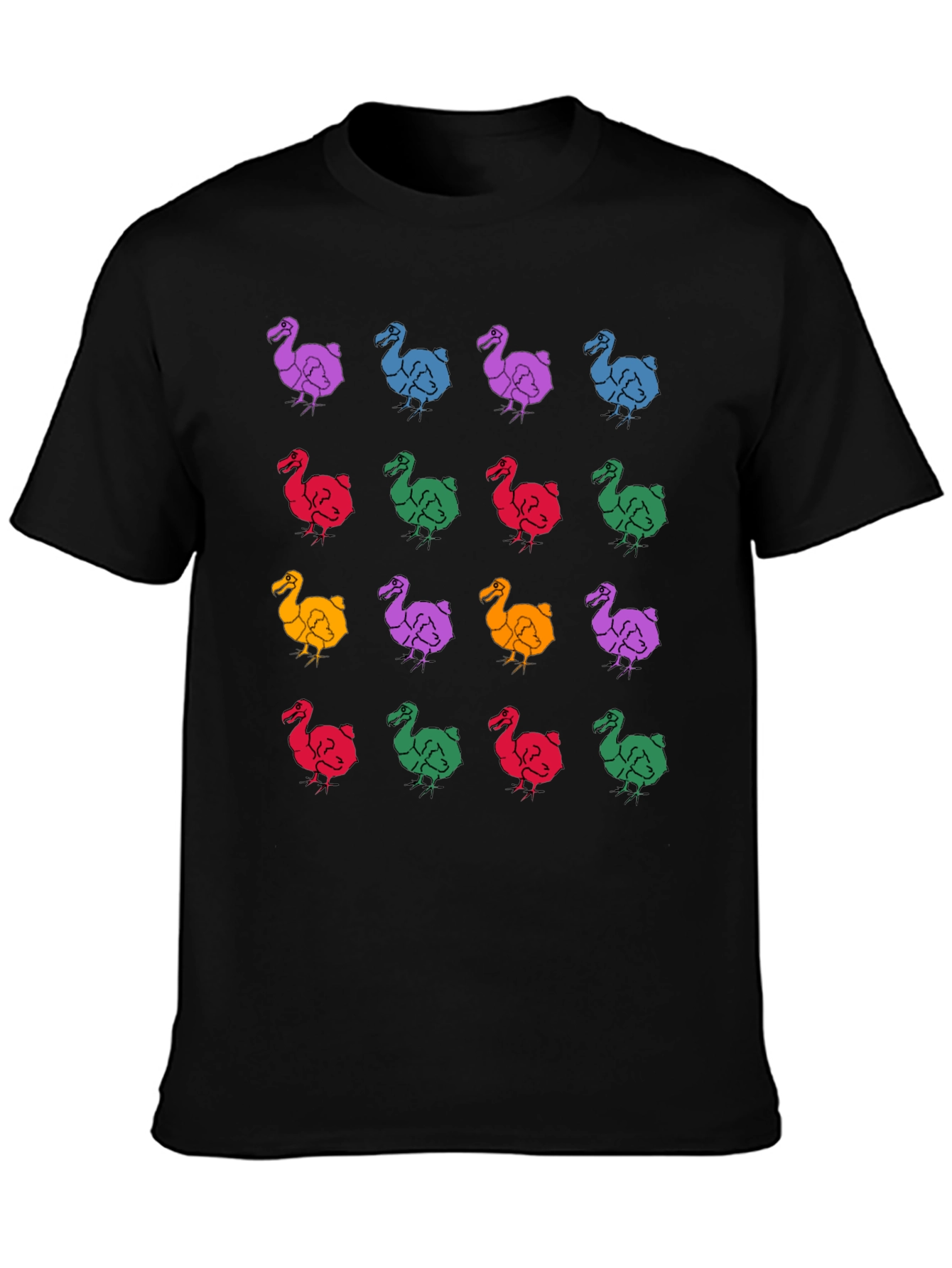 Dodo Bird Pattern Black T-Shirt