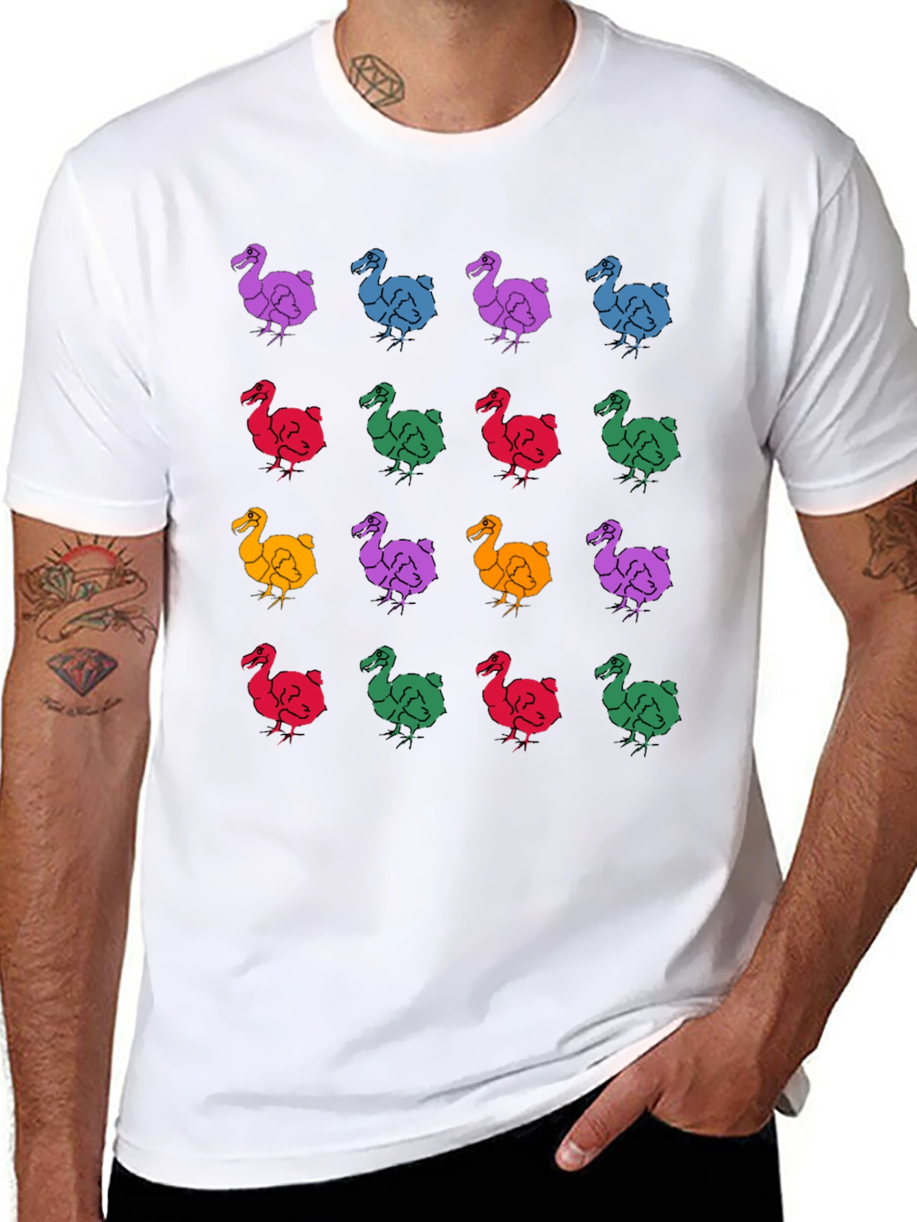 Dodo Bird Pattern Black T-Shirt