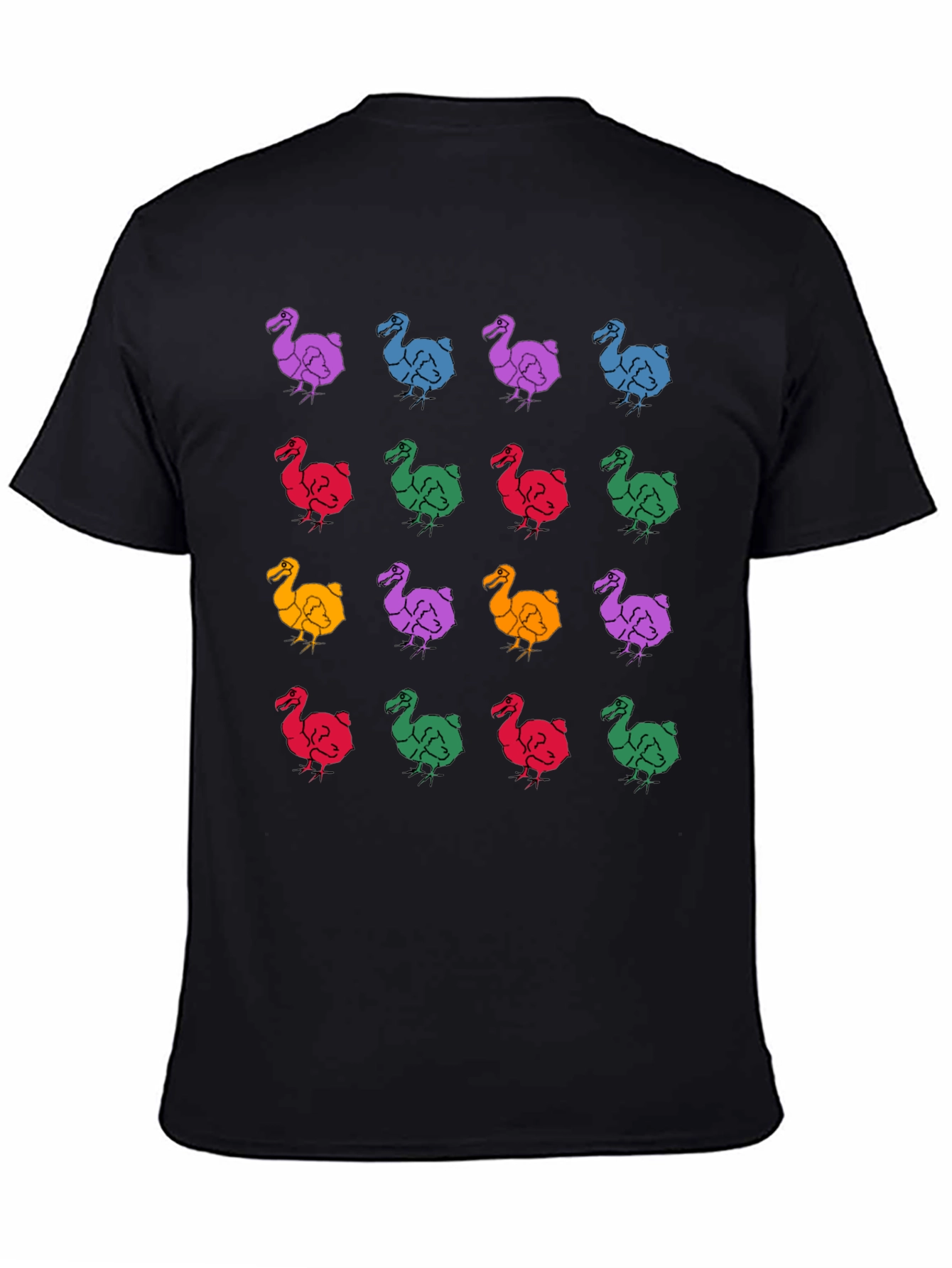 Dodo Bird Pattern Black T-Shirt