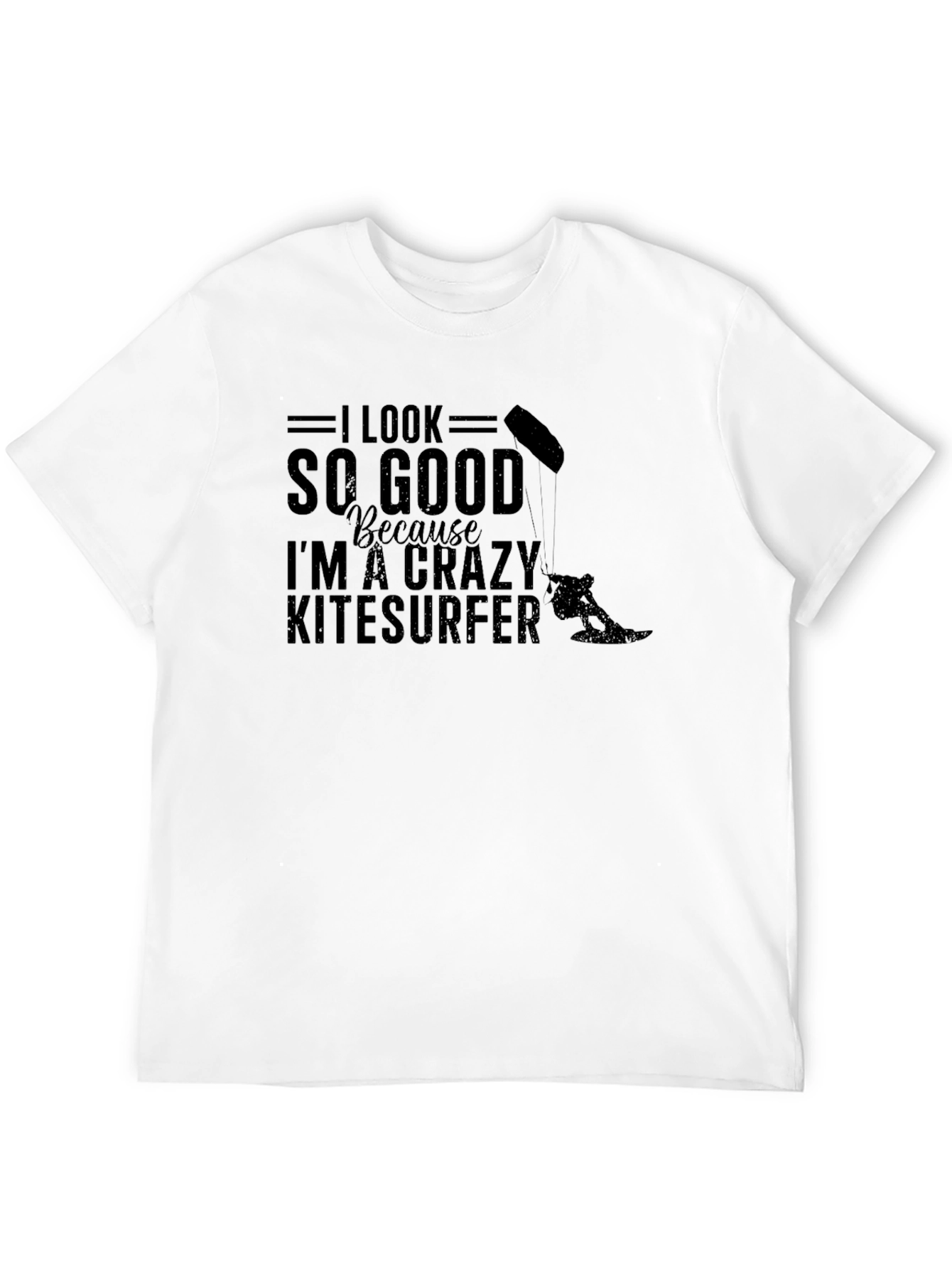 Crazy Kitesurfer Graphic Tee - Black Cotton