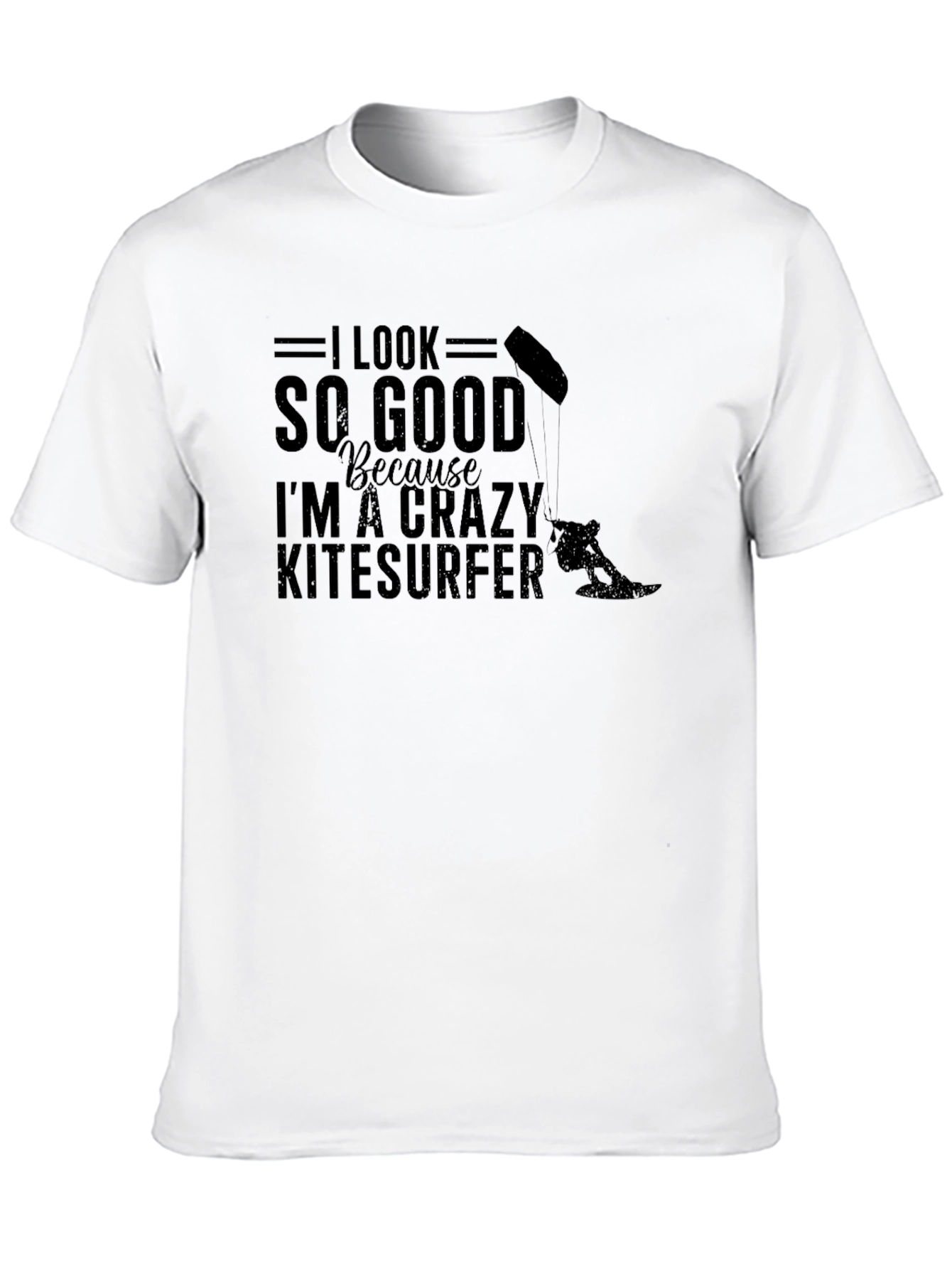 Crazy Kitesurfer Graphic Tee - Black Cotton
