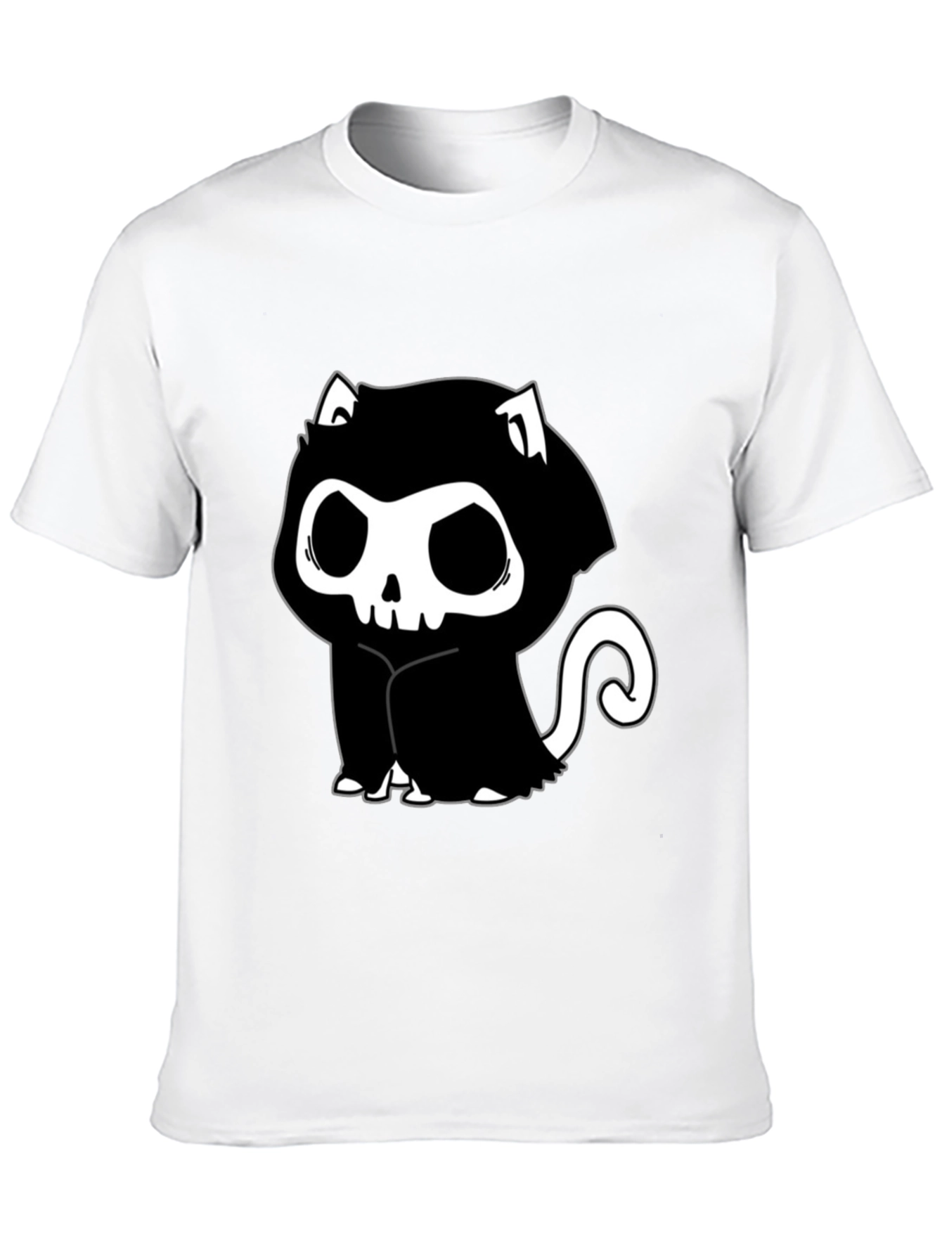 Grim Reaper Cat T-Shirt - Spooky Cute Design