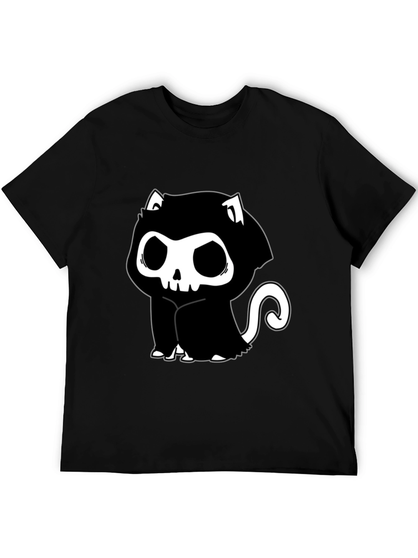 Grim Reaper Cat T-Shirt - Spooky Cute Design