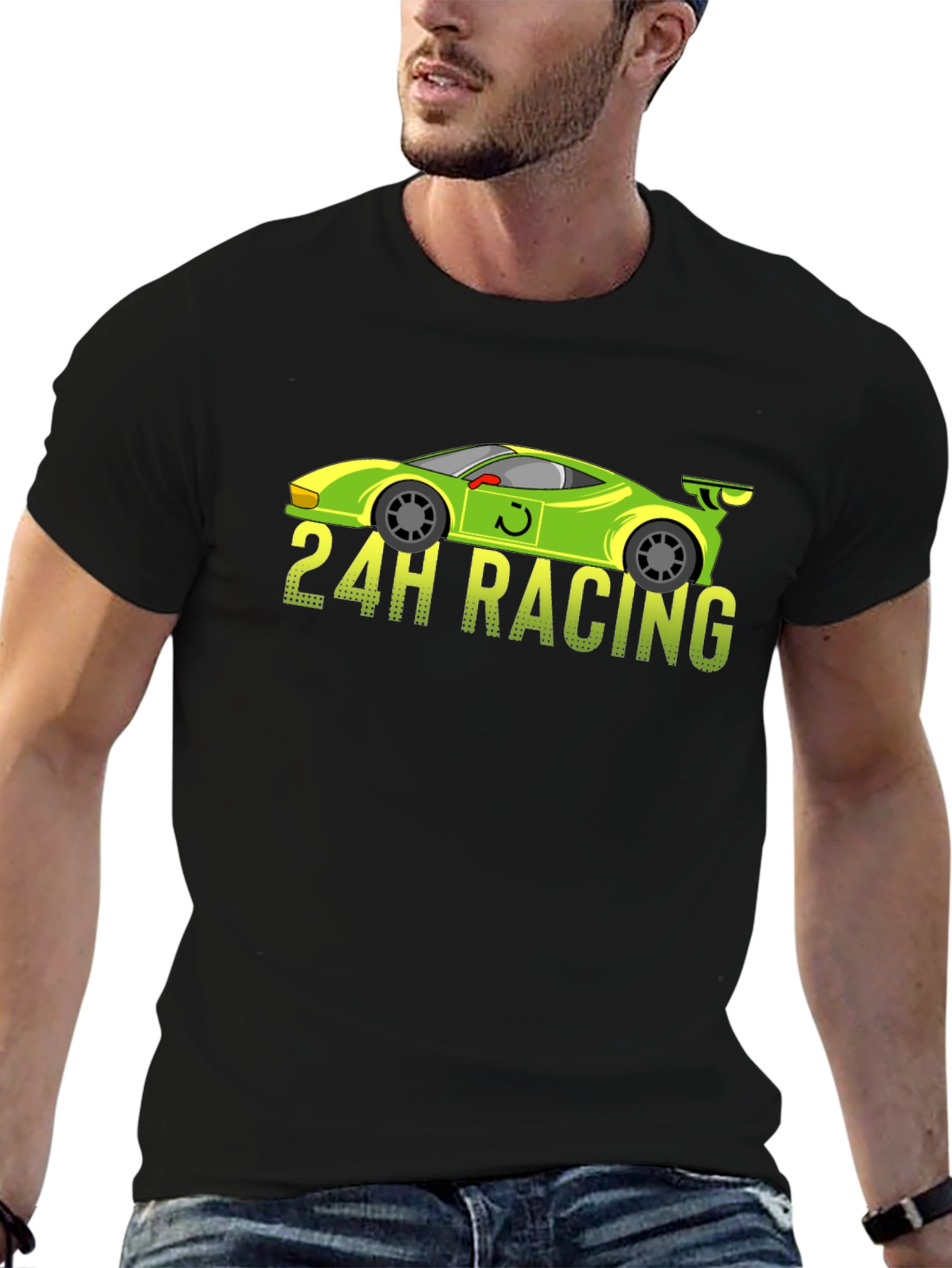 24H Racing Car Graphic Black T-Shirt