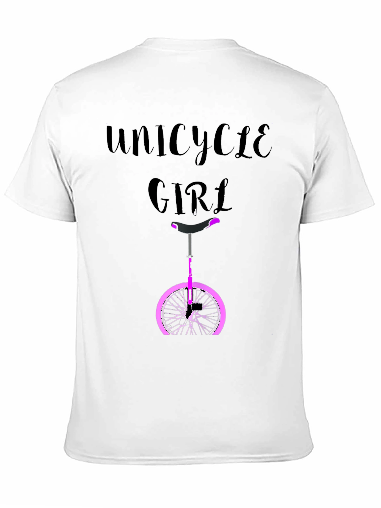 Unicycle Girl Graphic Tee - Black Cotton Casual T-Shirt