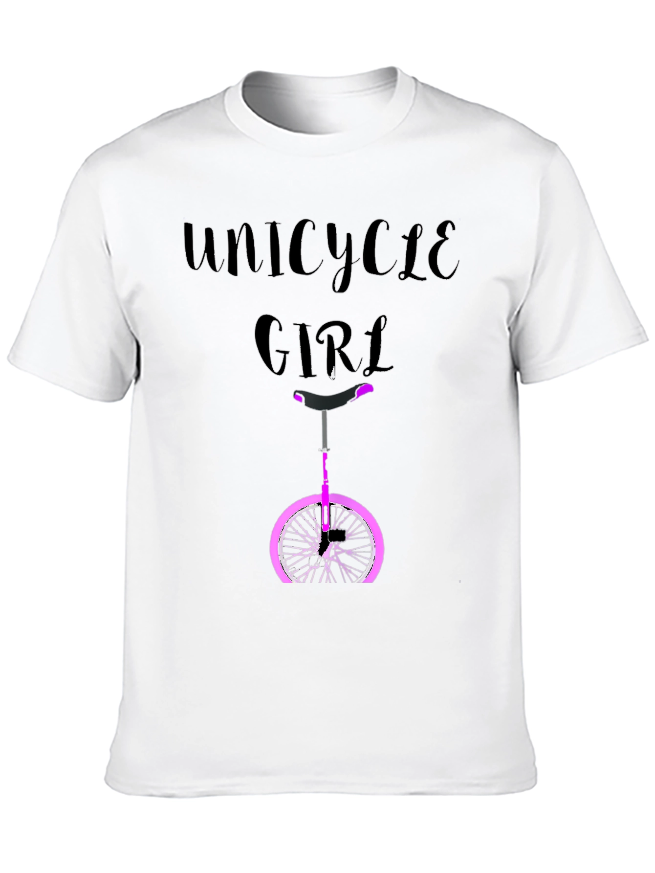 Unicycle Girl Graphic Tee - Black Cotton Casual T-Shirt