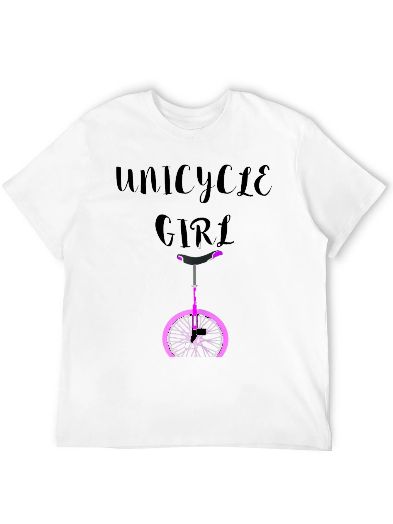 Unicycle Girl Graphic Tee - Black Cotton Casual T-Shirt