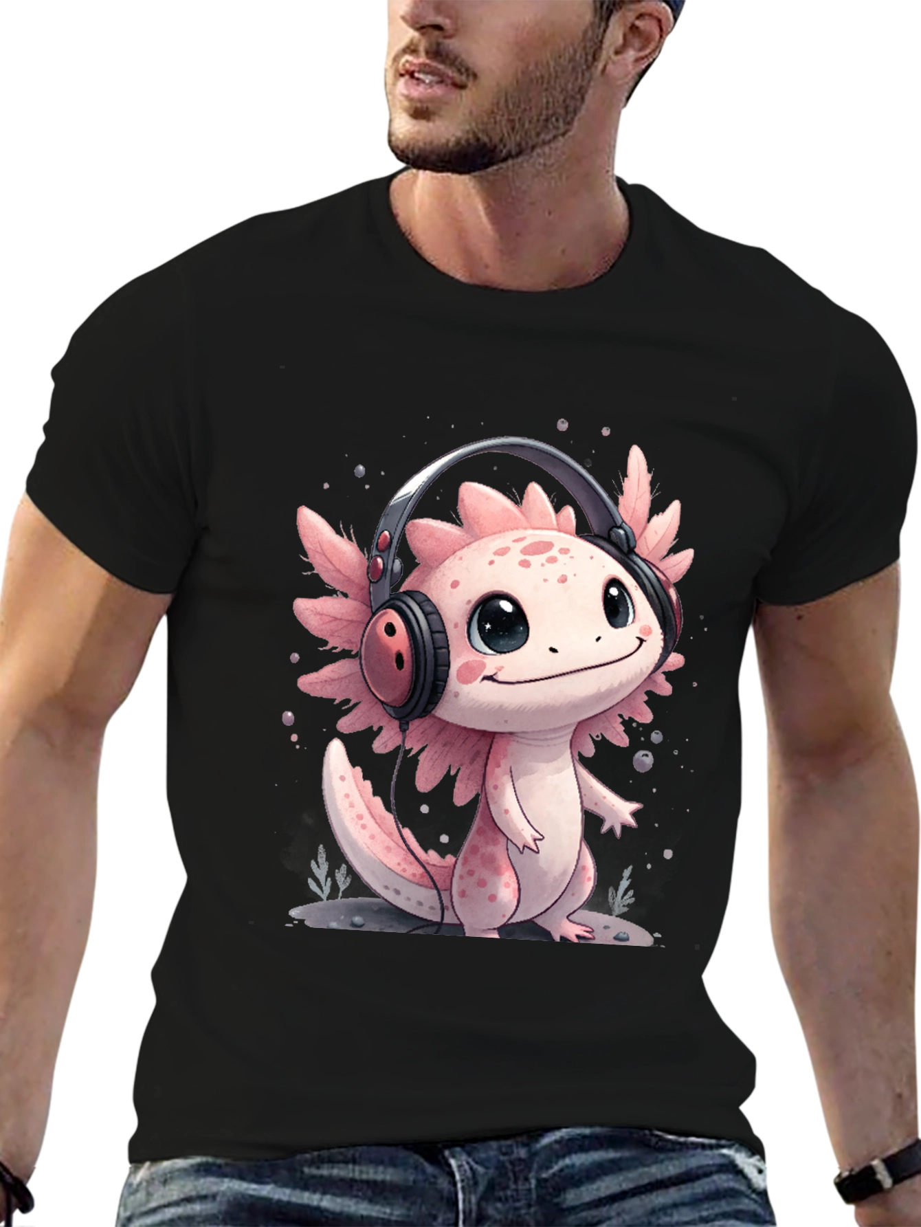 Axolotl Headphones T-Shirt - Cute Gamer Tee