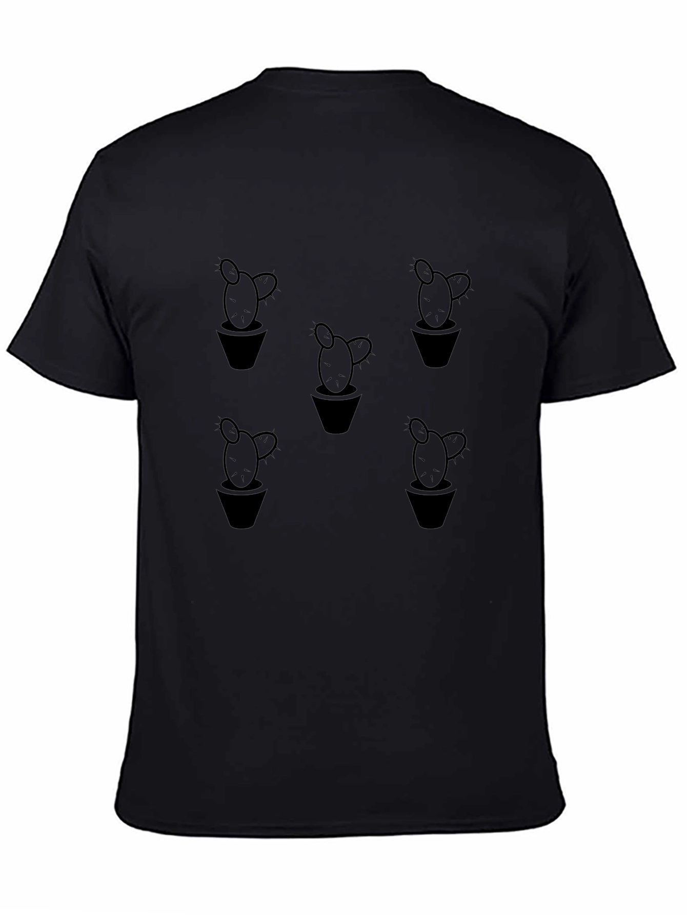 Black Cactus Print Crew Neck T-Shirt