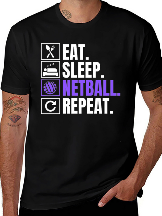 Eat Sleep Netball Repeat Graphic T-Shirt