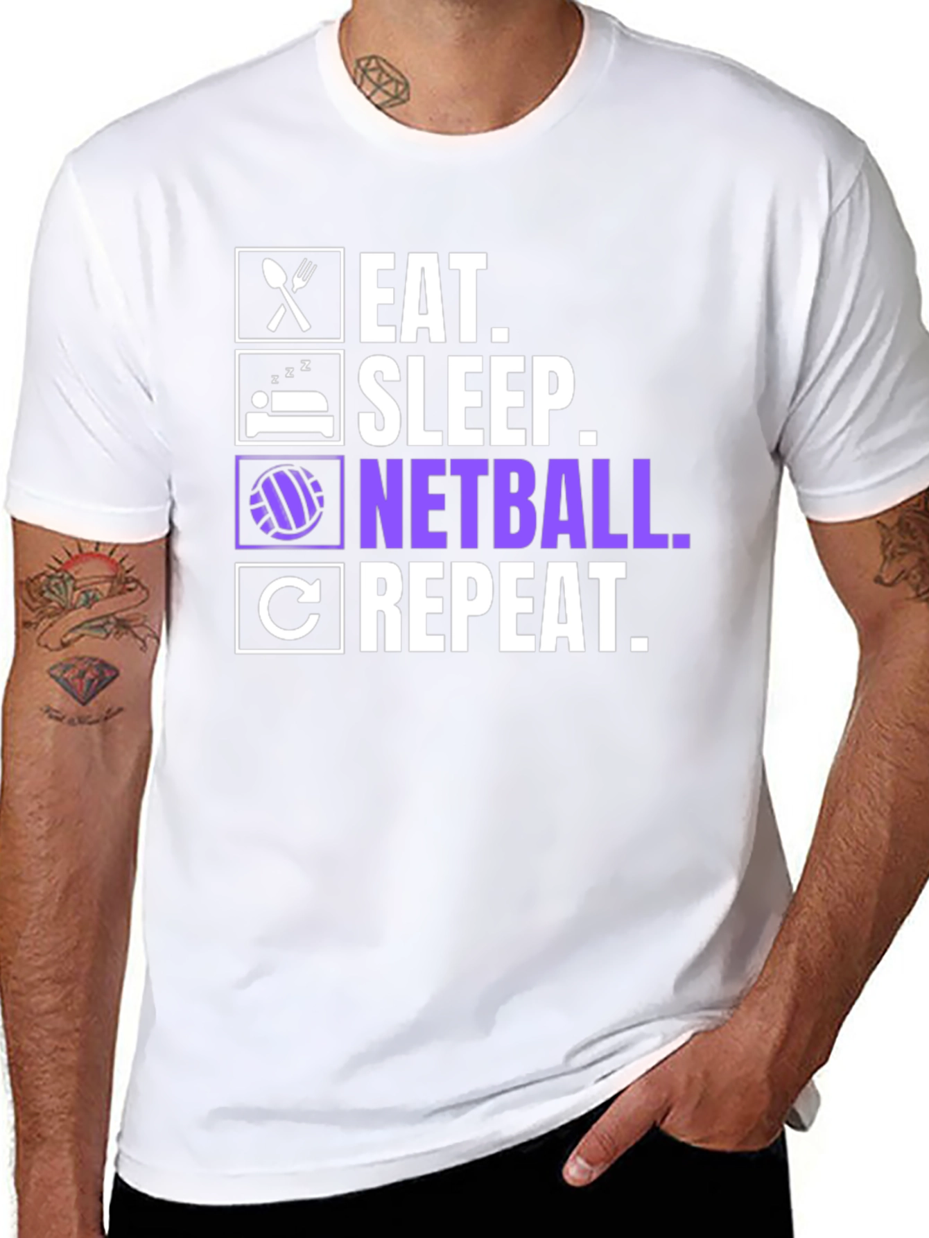 Eat Sleep Netball Repeat Graphic T-Shirt