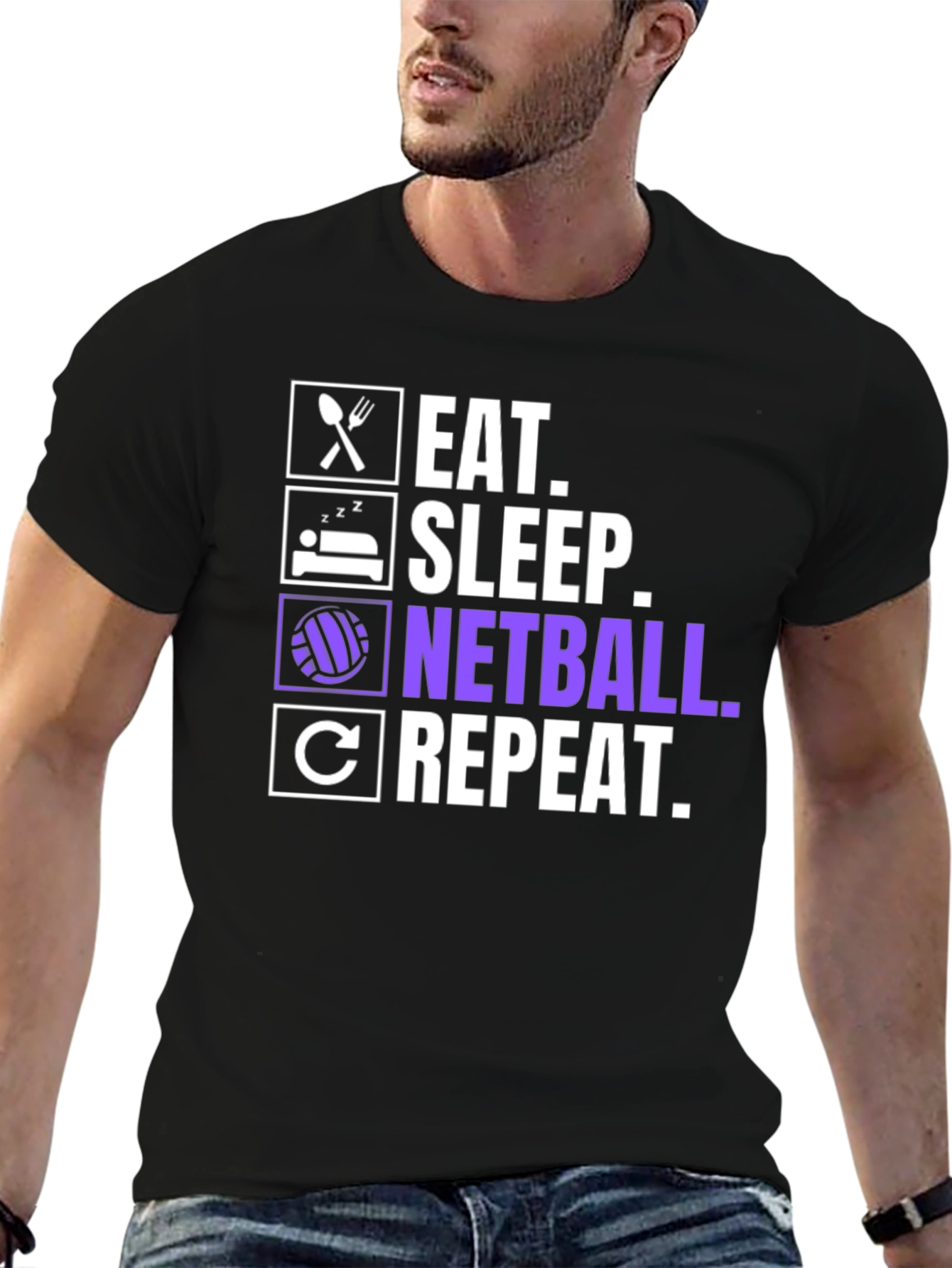 Eat Sleep Netball Repeat Graphic T-Shirt