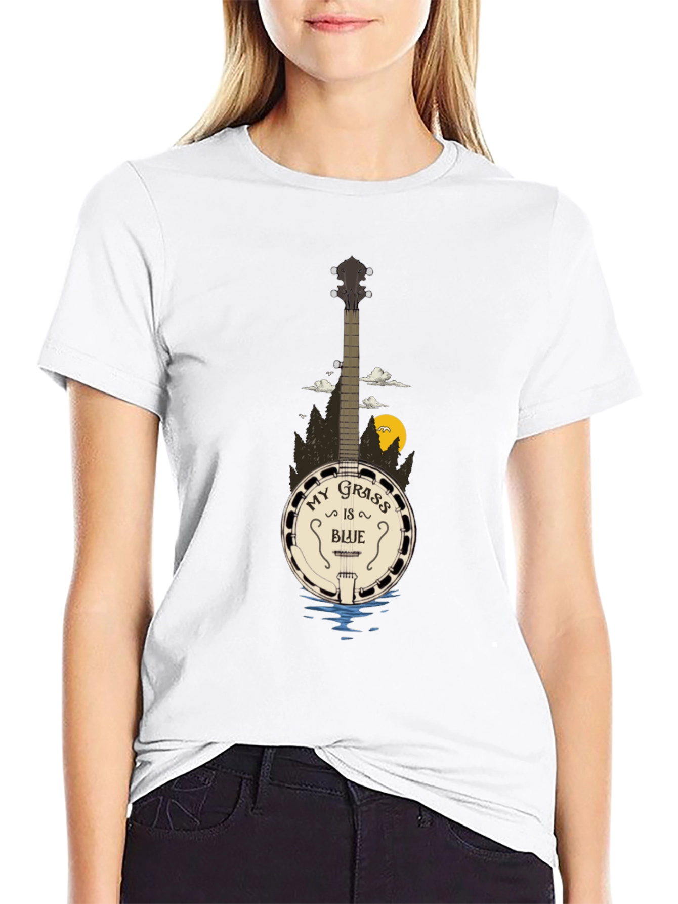 My Grass Is Blue Banjo Graphic T-Shirt