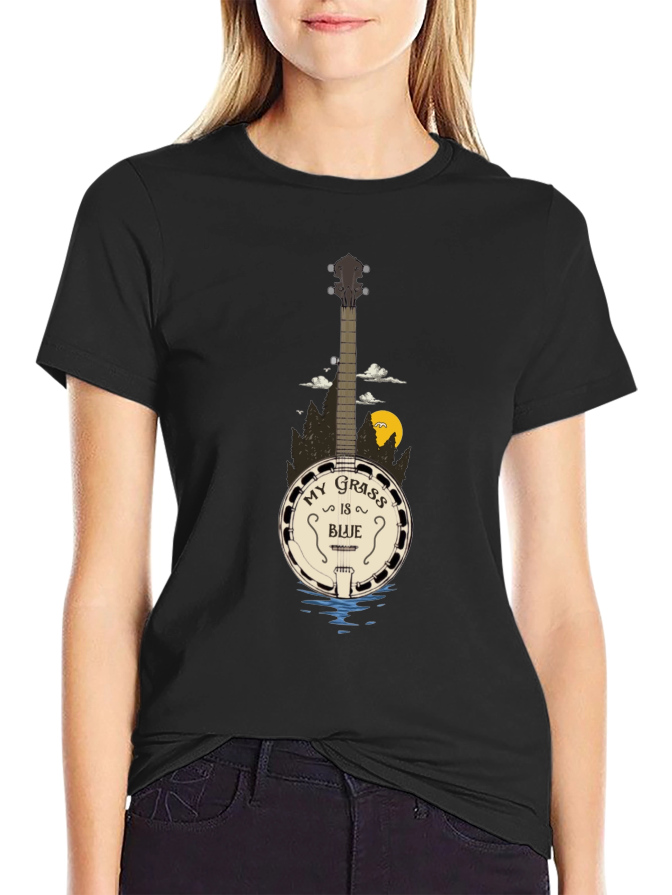 My Grass Is Blue Banjo Graphic T-Shirt
