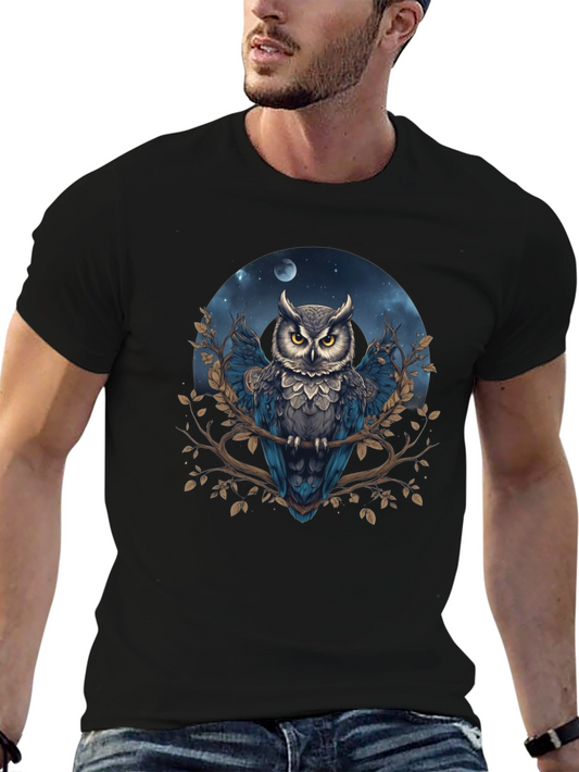 Owl & Moon Graphic Tee - Nature Lovers Black T-Shirt