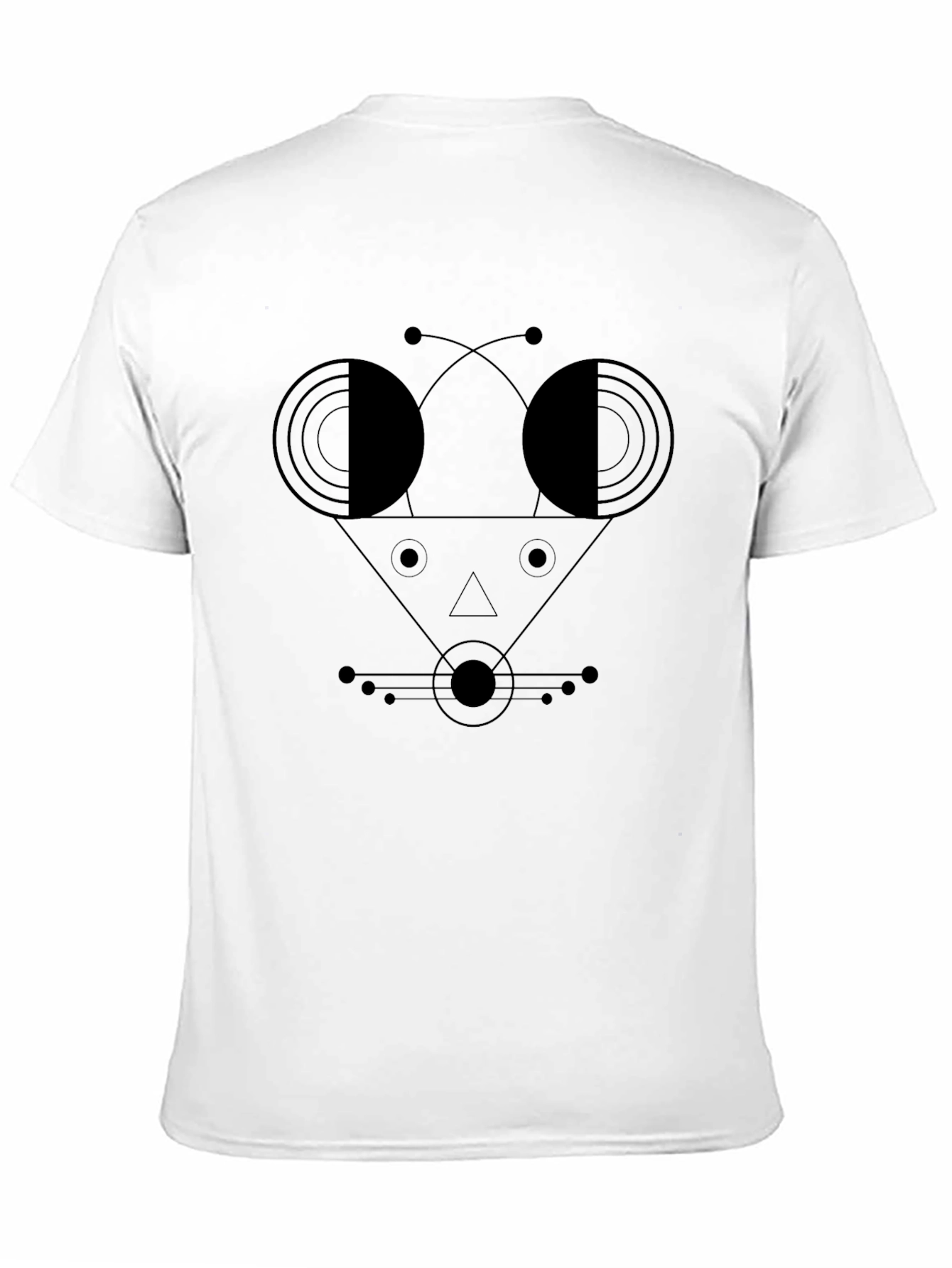 Abstract Geometric Face Black T-Shirt
