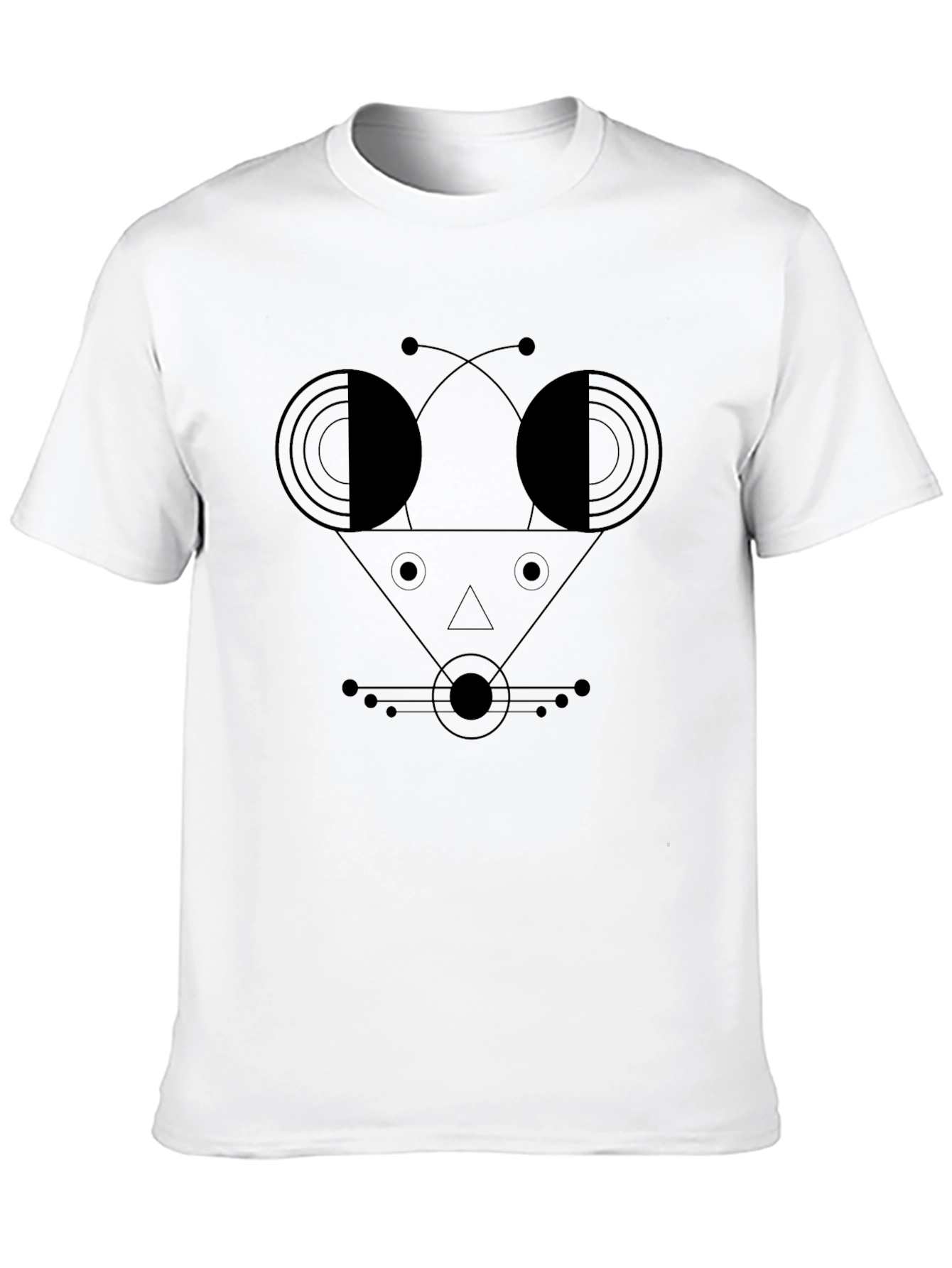 Abstract Geometric Face Black T-Shirt