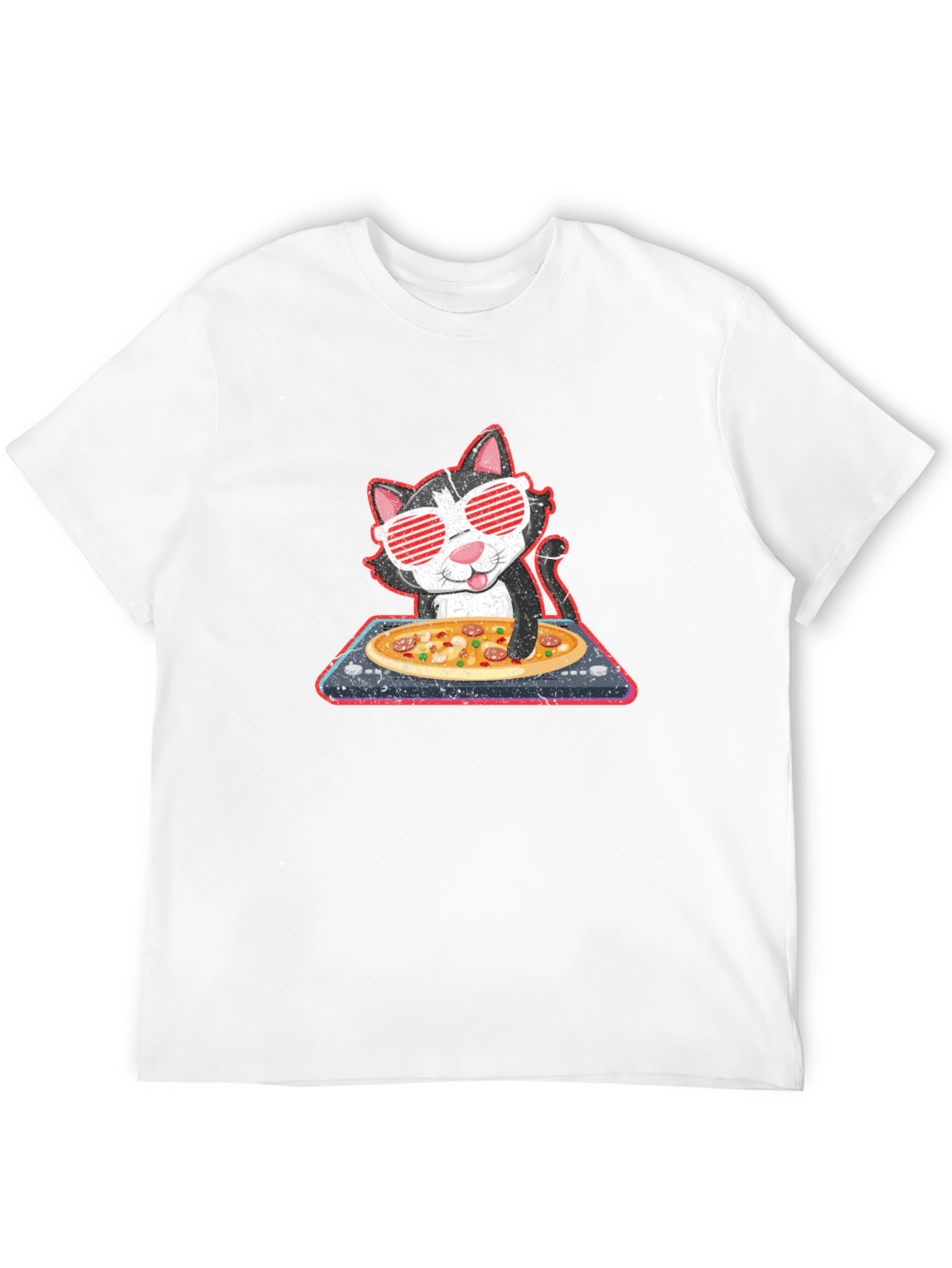 DJ Cat Pizza Party Graphic T-Shirt