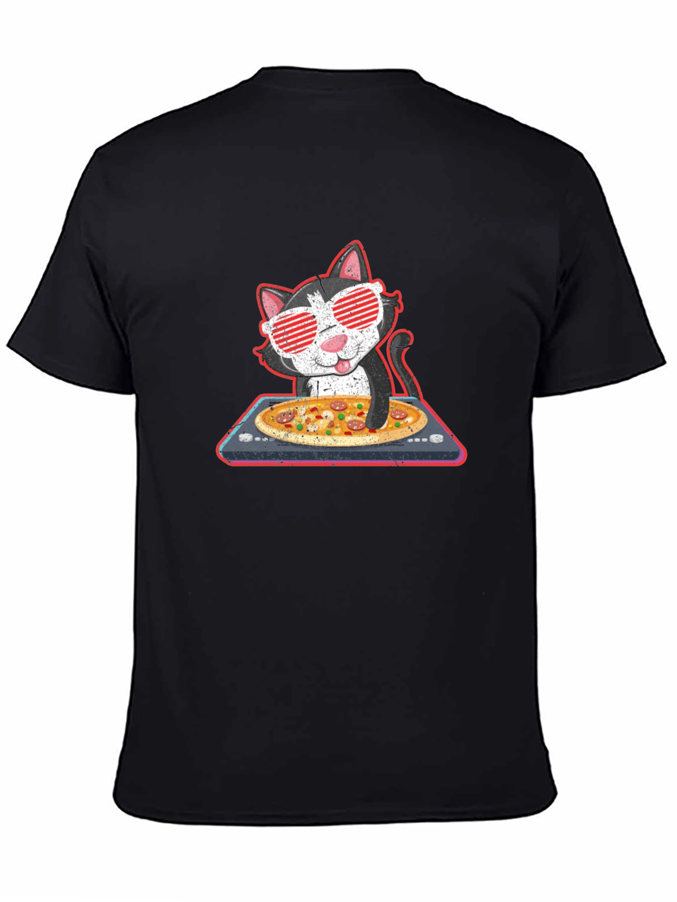 DJ Cat Pizza Party Graphic T-Shirt