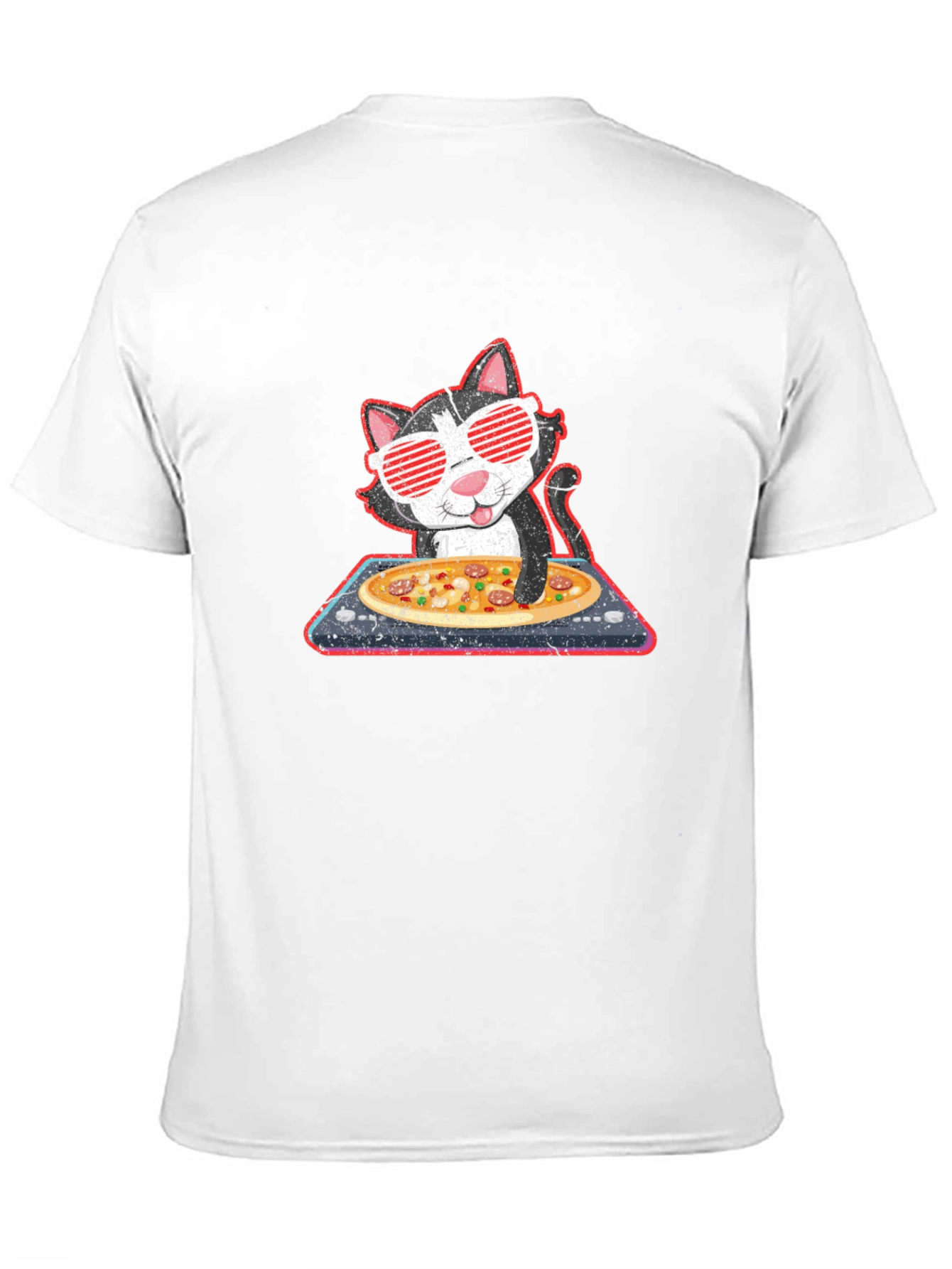 DJ Cat Pizza Party Graphic T-Shirt
