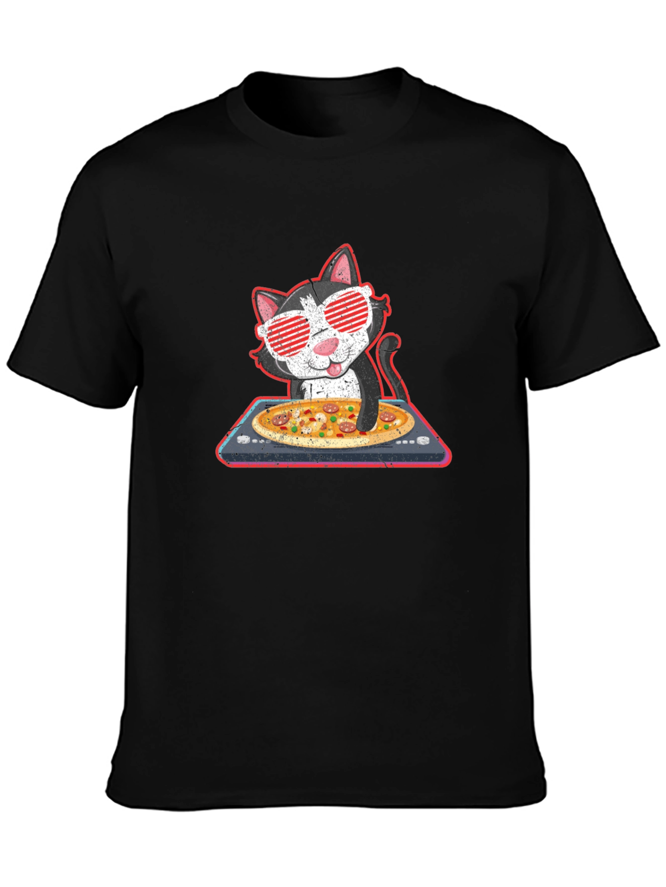 DJ Cat Pizza Party Graphic T-Shirt