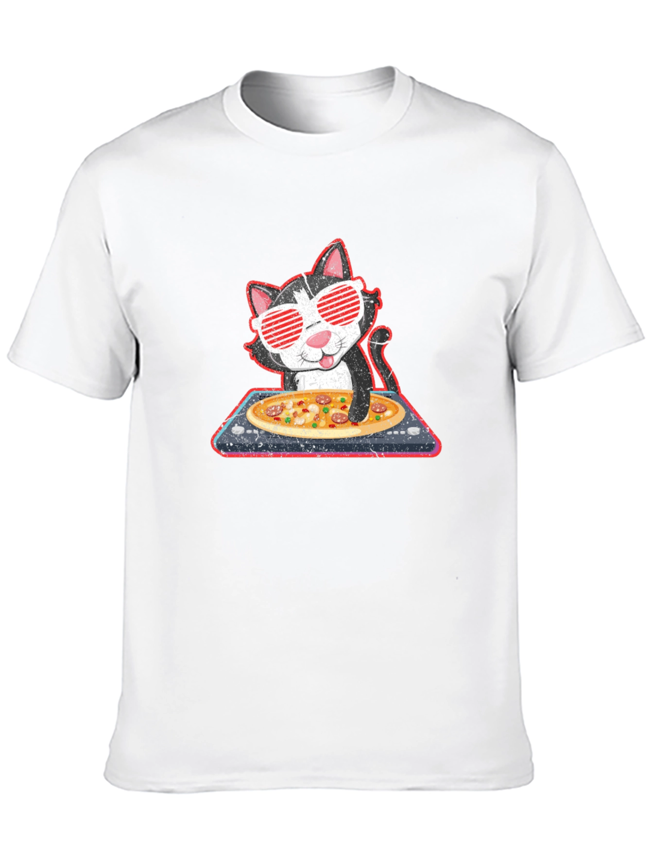 DJ Cat Pizza Party Graphic T-Shirt