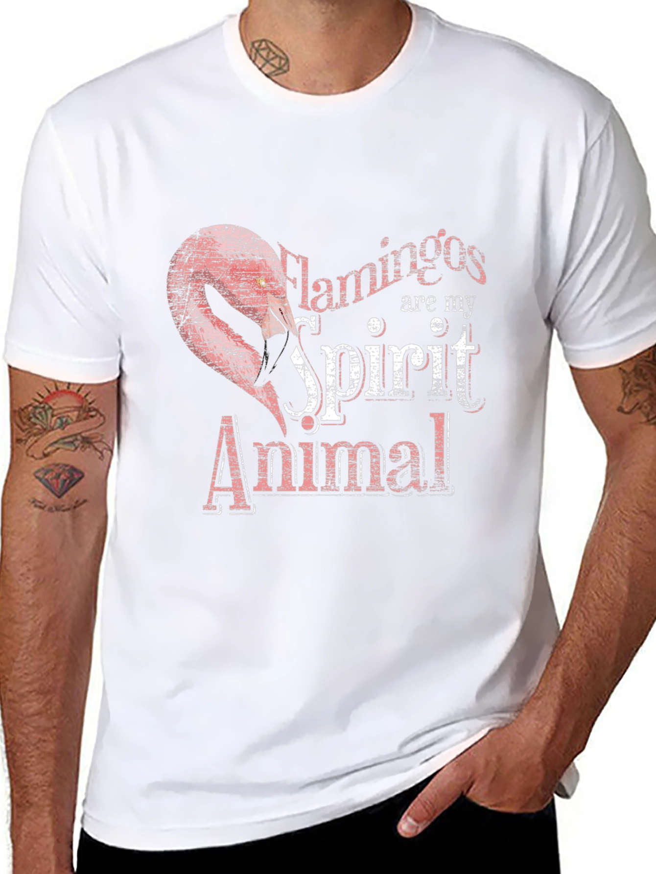 Flamingo Spirit Animal Graphic Tee - Black
