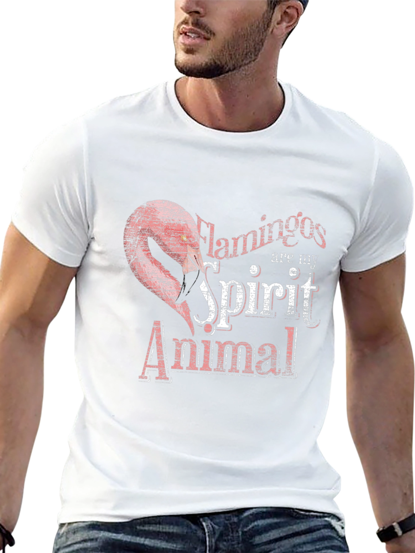 Flamingo Spirit Animal Graphic Tee - Black