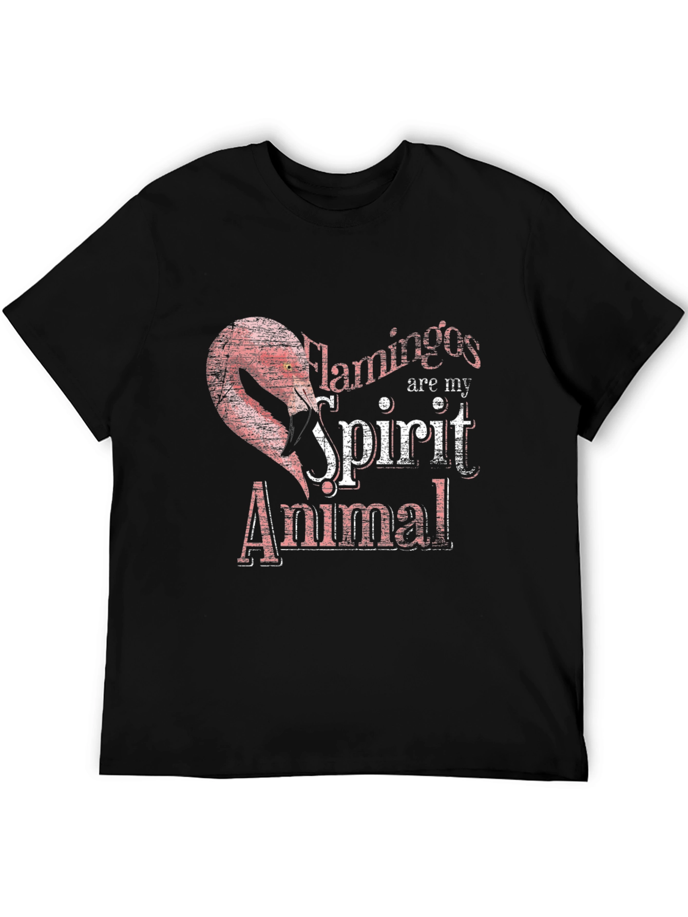 Flamingo Spirit Animal Graphic Tee - Black