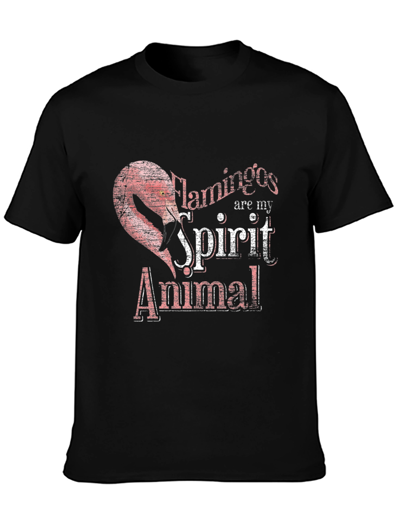 Flamingo Spirit Animal Graphic Tee - Black