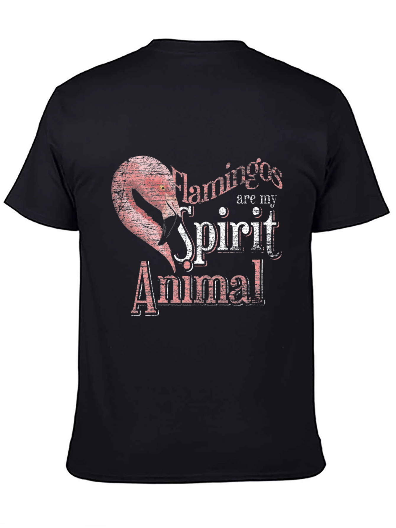 Flamingo Spirit Animal Graphic Tee - Black