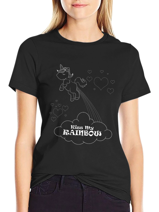 Kiss My Rainbow Unicorn T-Shirt - Black