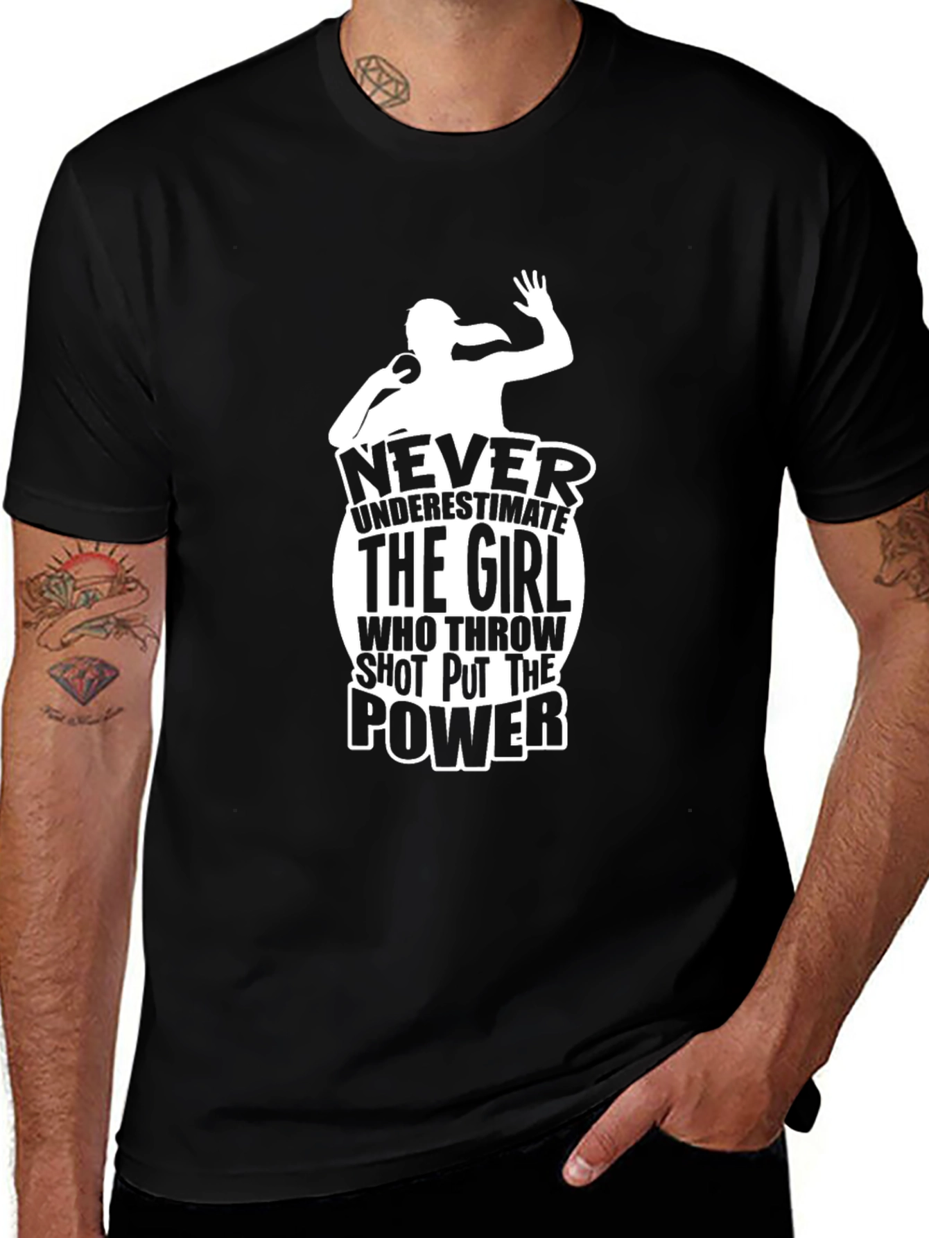 Shot Put Girl Power T-Shirt - Black