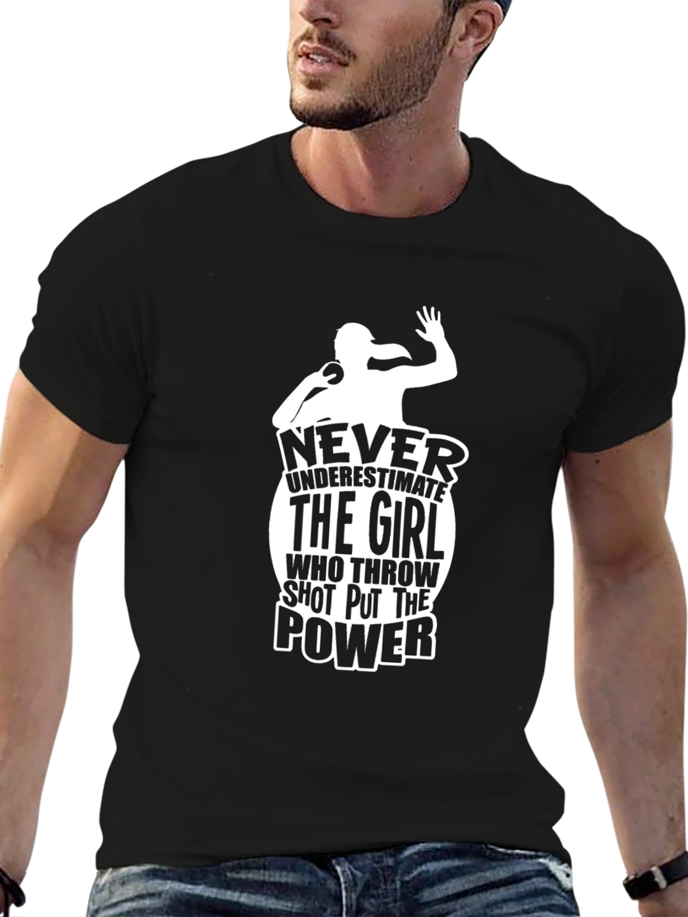 Shot Put Girl Power T-Shirt - Black