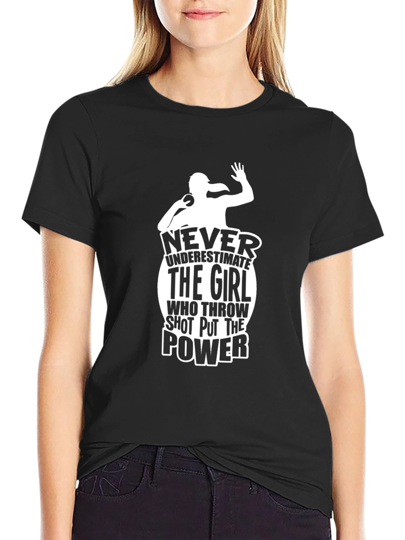 Shot Put Girl Power T-Shirt - Black