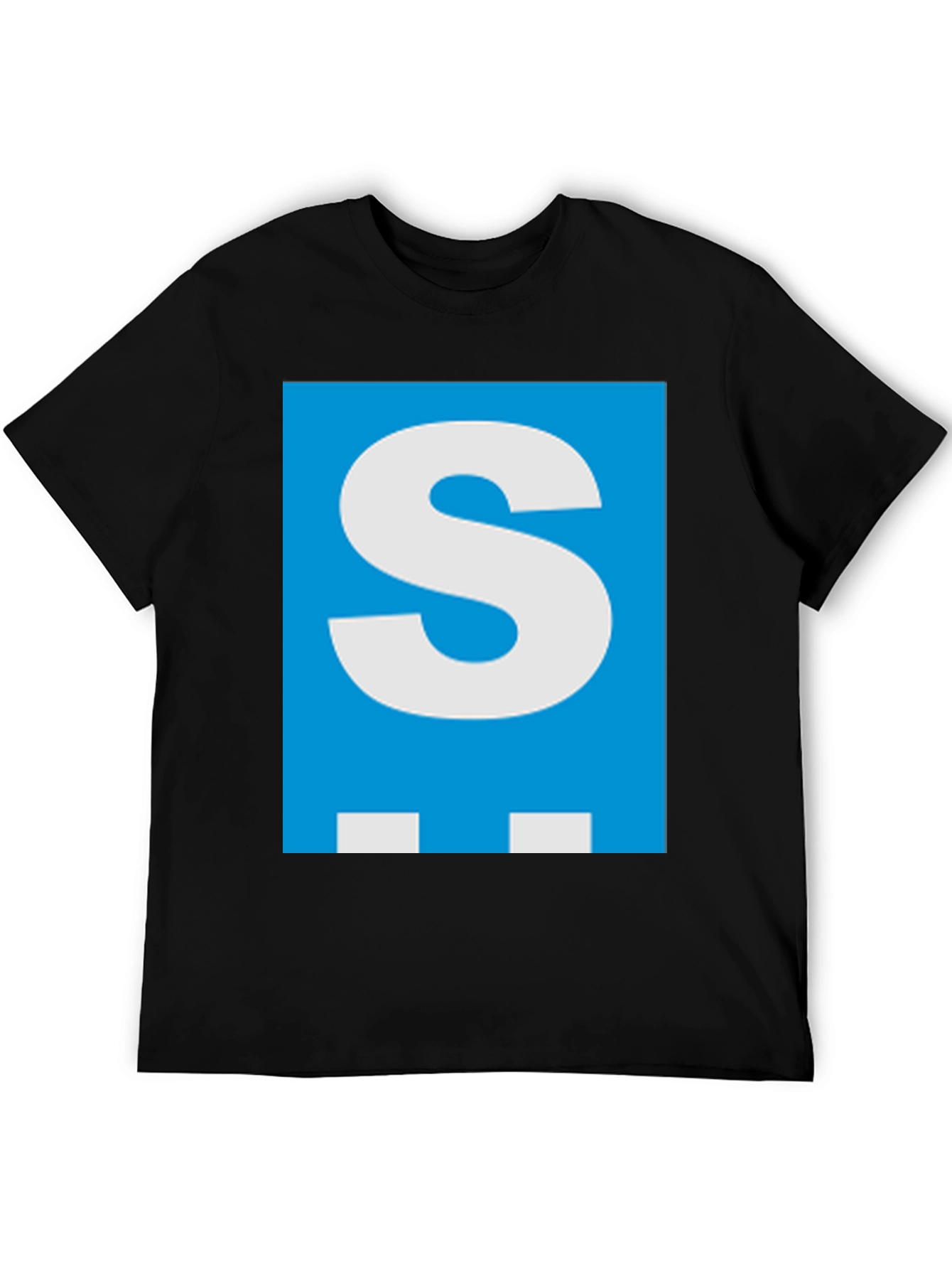 Letter S Graphic Tee - Mens Black Cotton T-Shirt