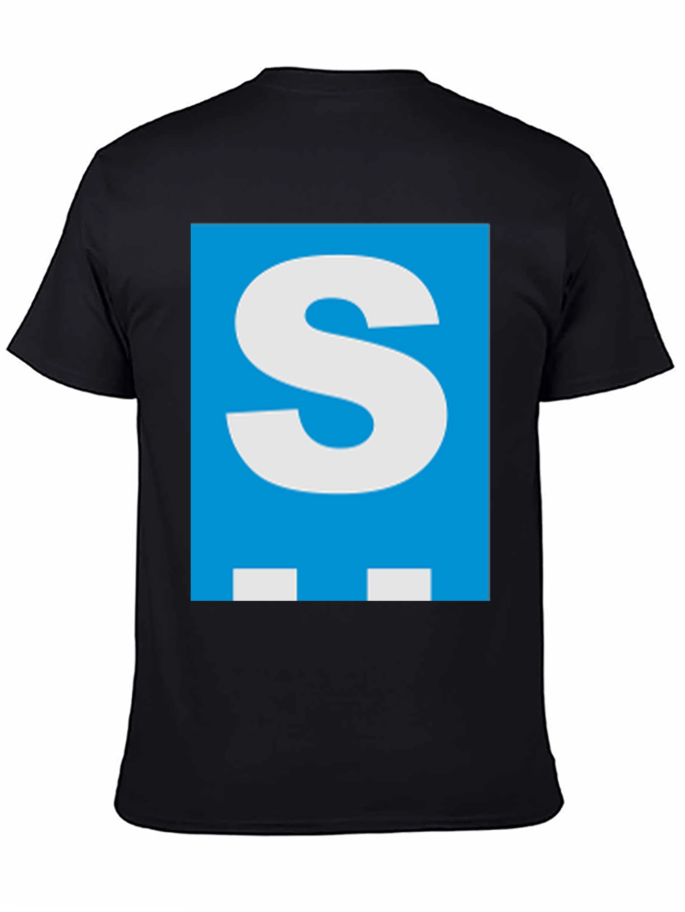 Letter S Graphic Tee - Mens Black Cotton T-Shirt