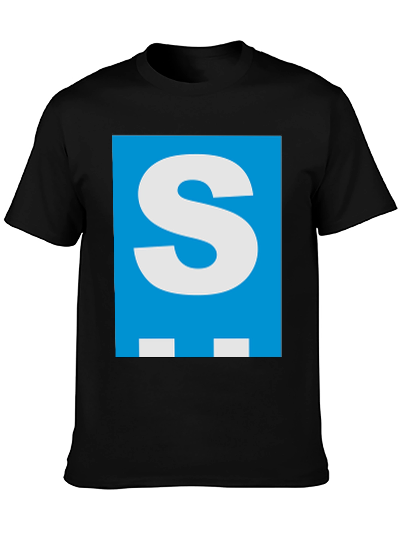 Letter S Graphic Tee - Mens Black Cotton T-Shirt