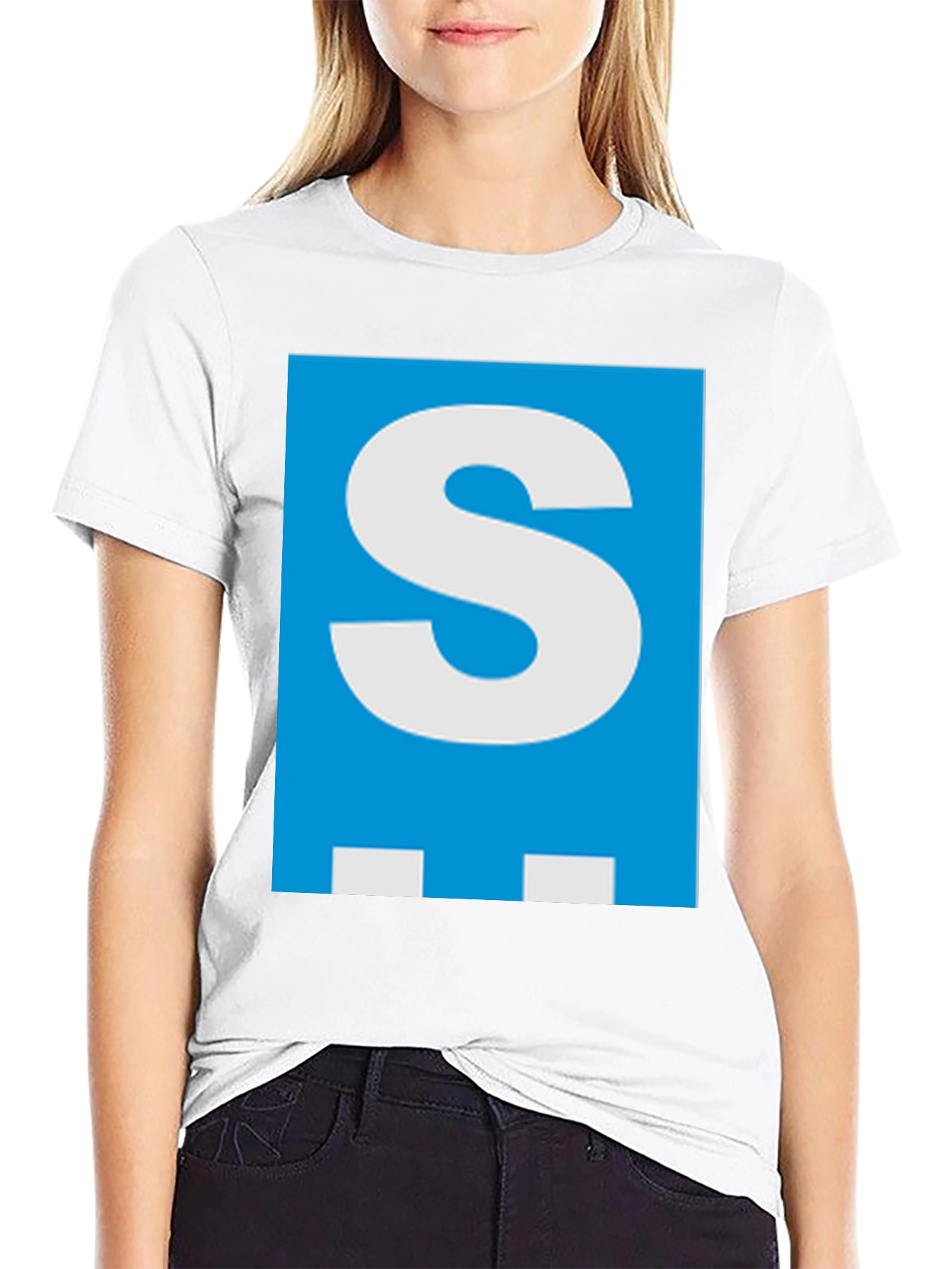 Letter S Graphic Tee - Mens Black Cotton T-Shirt