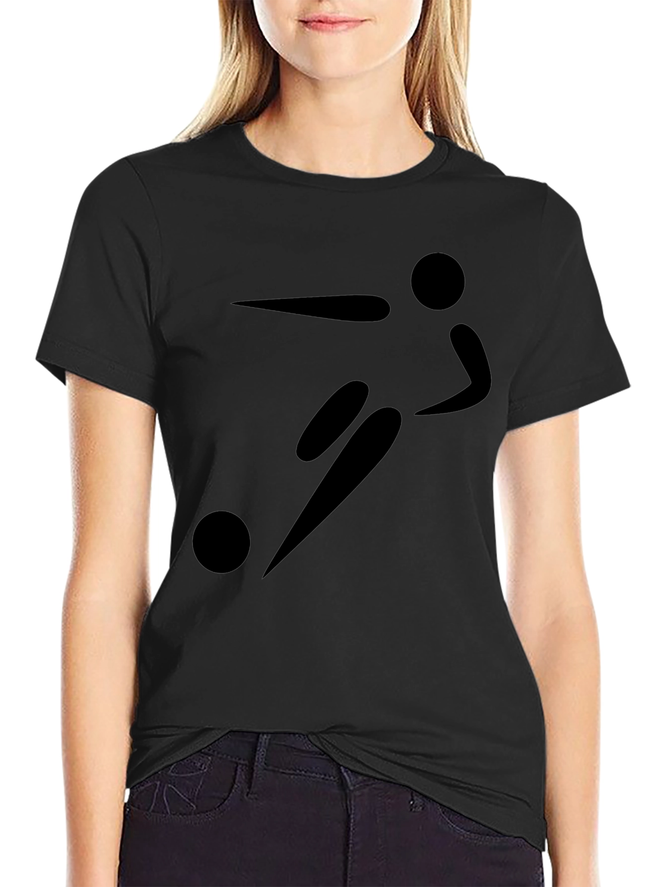 Mens Black Soccer Player Graphic T-Shirt
