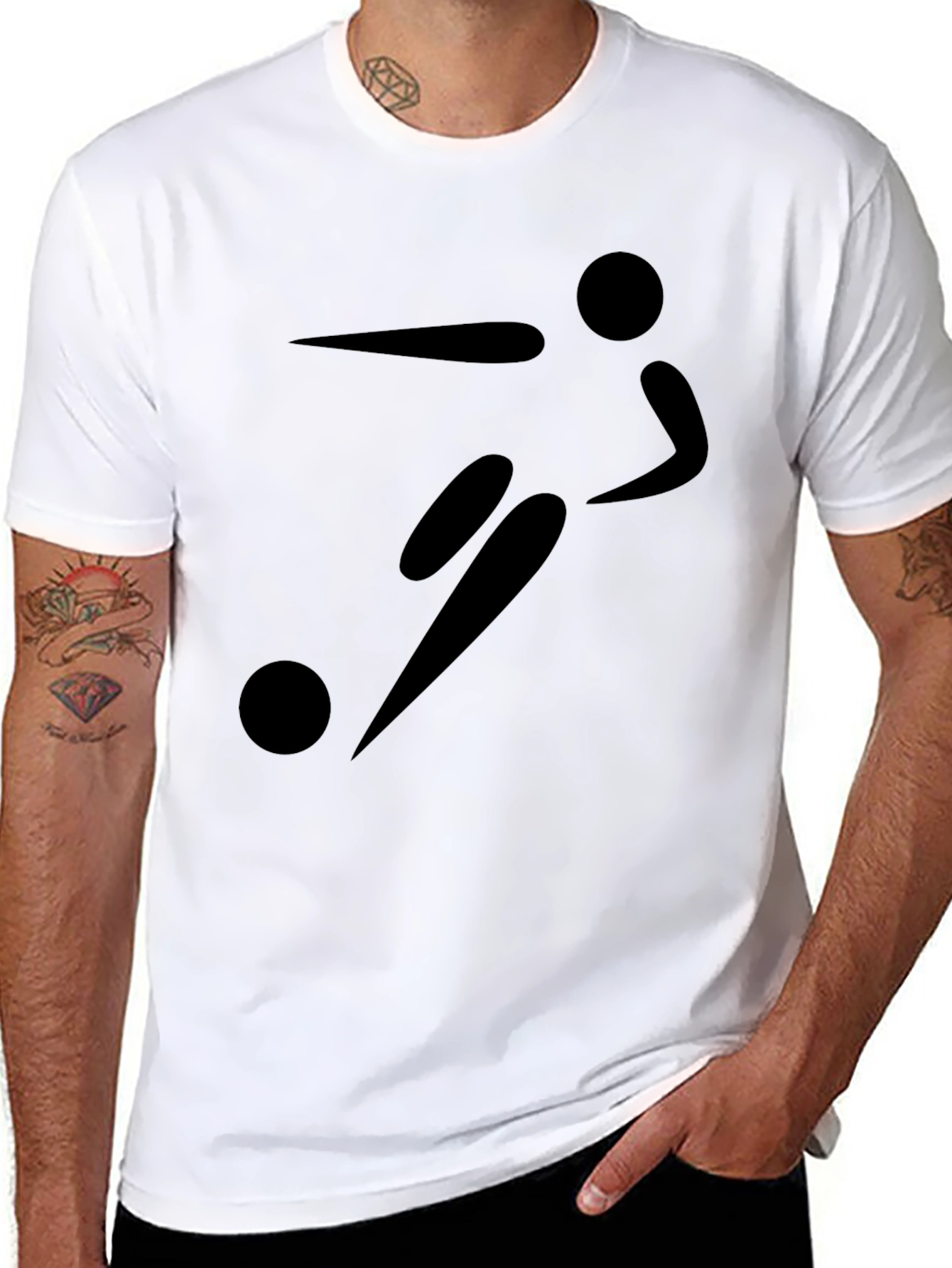 Mens Black Soccer Player Graphic T-Shirt